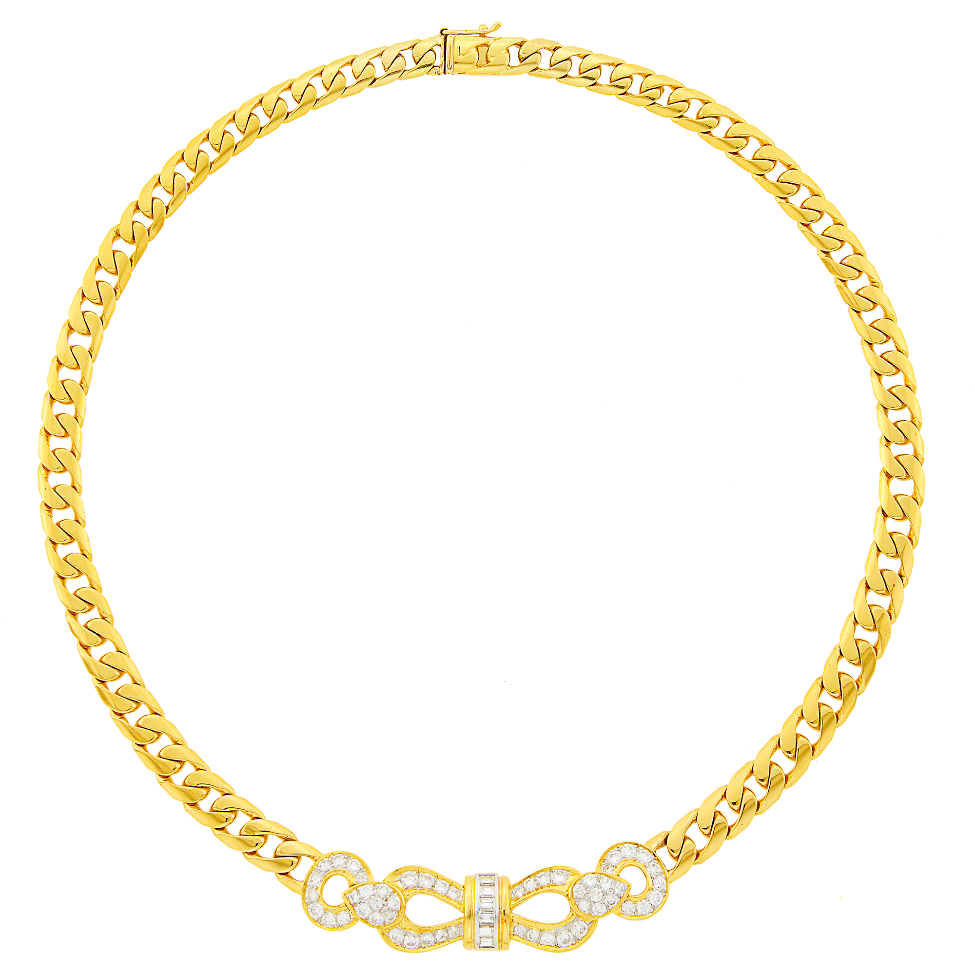 Lot image - Gold and Diamond Curb Link Necklace