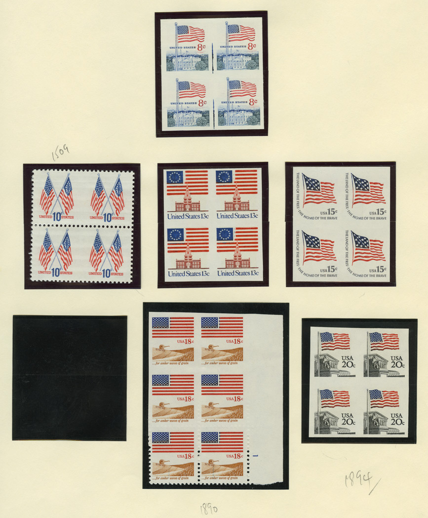 Lot image - United States 8 Cents to 29 Cents Flag Issues of 1963 to 1991