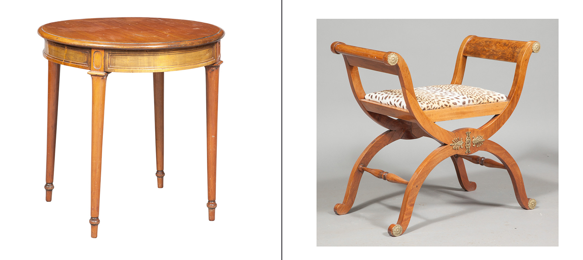 Lot image - Continental Mahogany Curule Stool