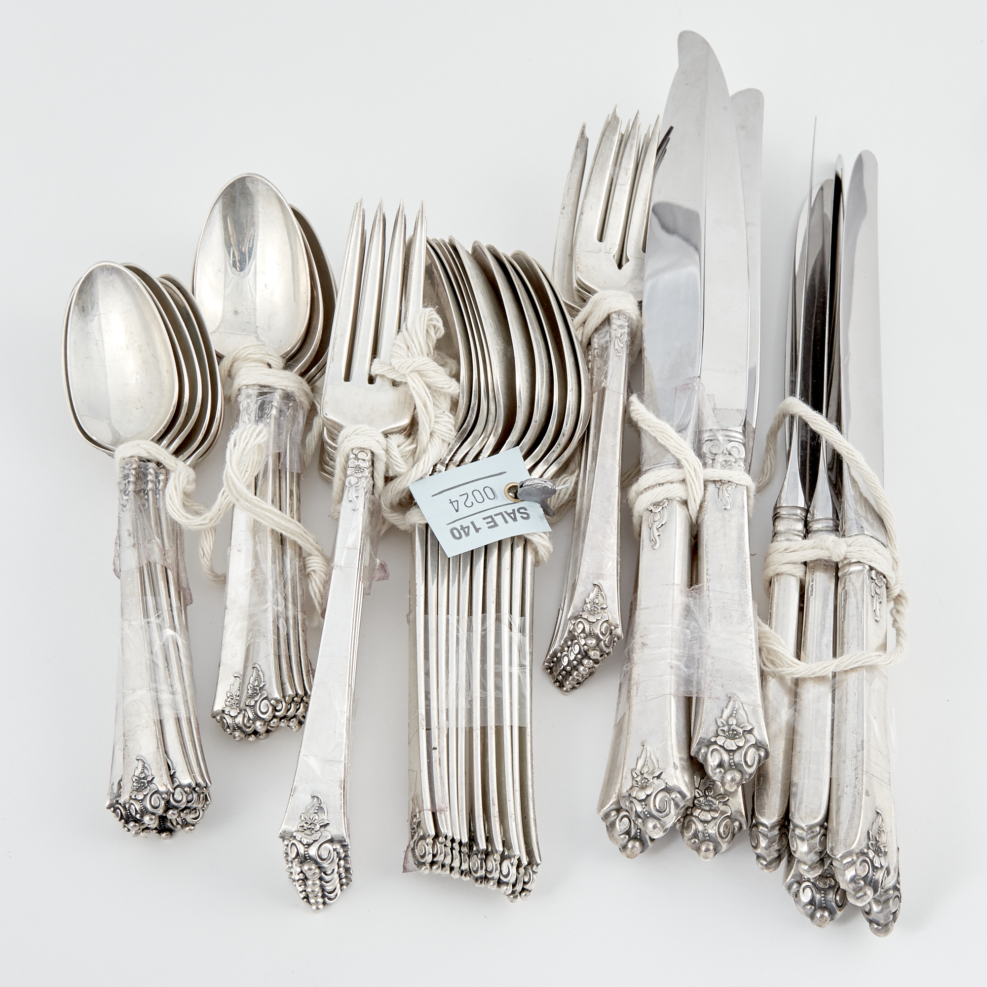 Lot image - 47 Pieces of Silverware, 57 ozs., 10 handles