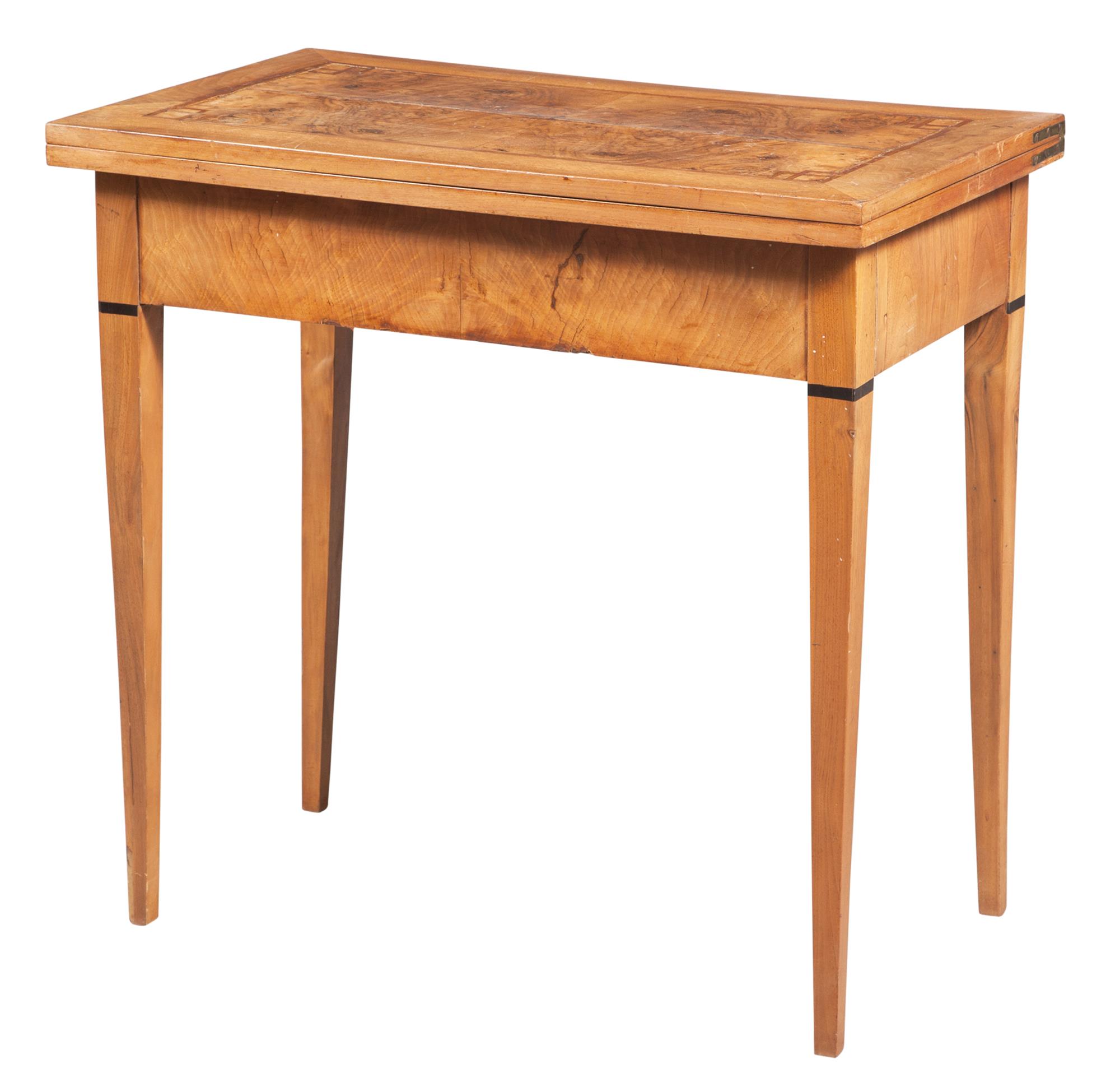 Lot image - Biedermeier Figured Walnut and Fruitwood Games Table