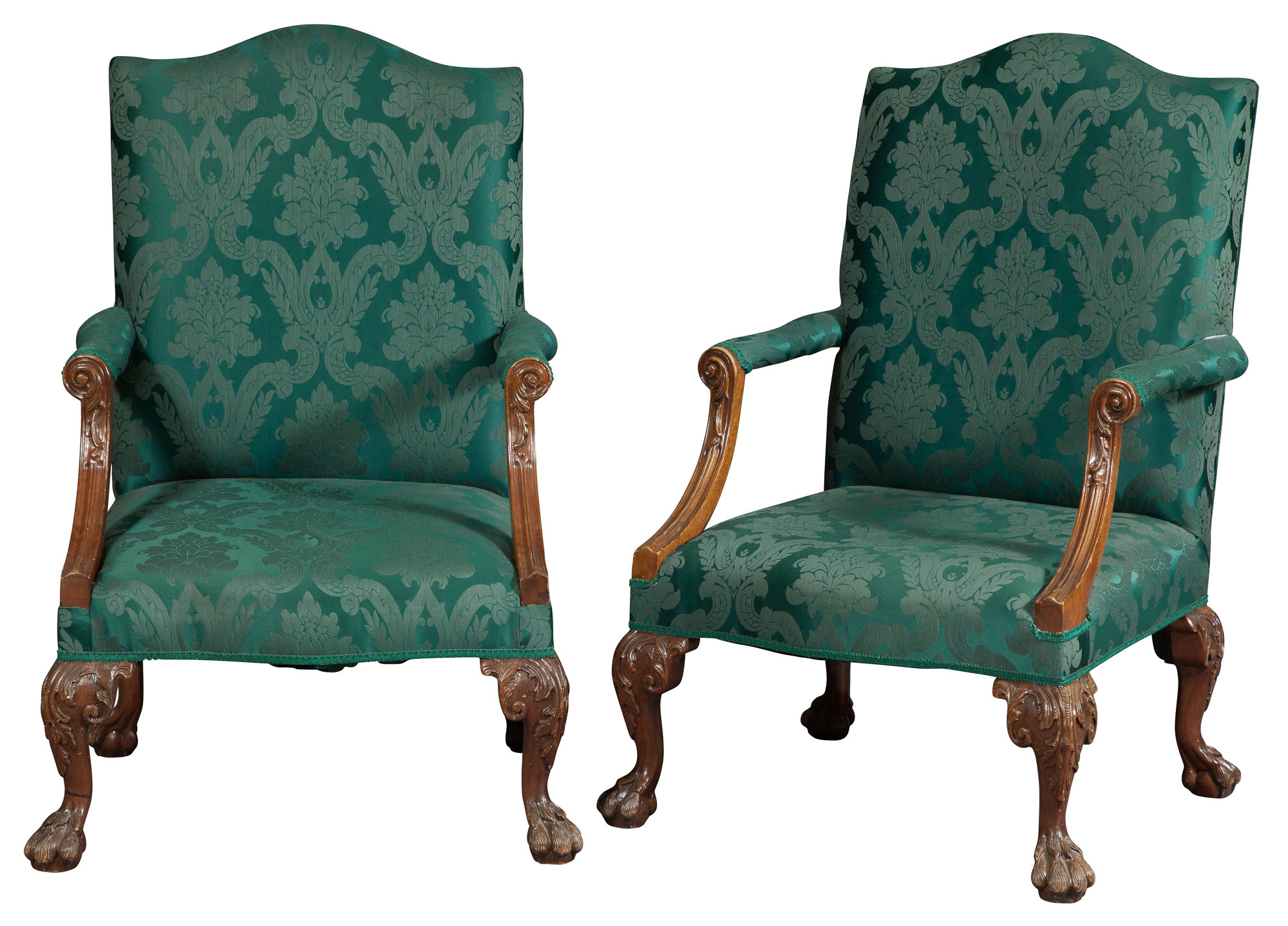 Lot image - Pair of George II Style Mahogany Open Armchairs