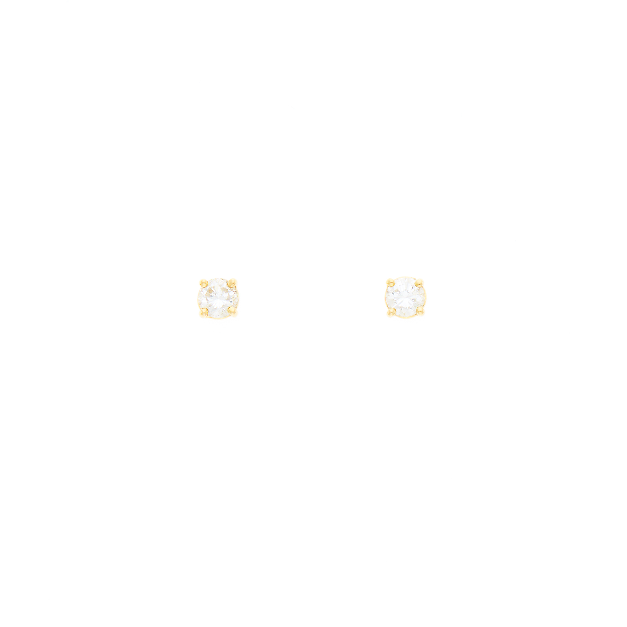 Lot image - Pair of Gold and Diamond Stud Earrings