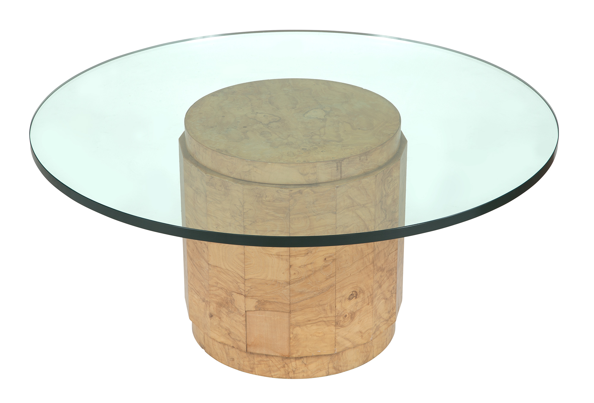 Lot image - Edward Wormley for Dunbar Glass and Olive Burl Wood Low Table