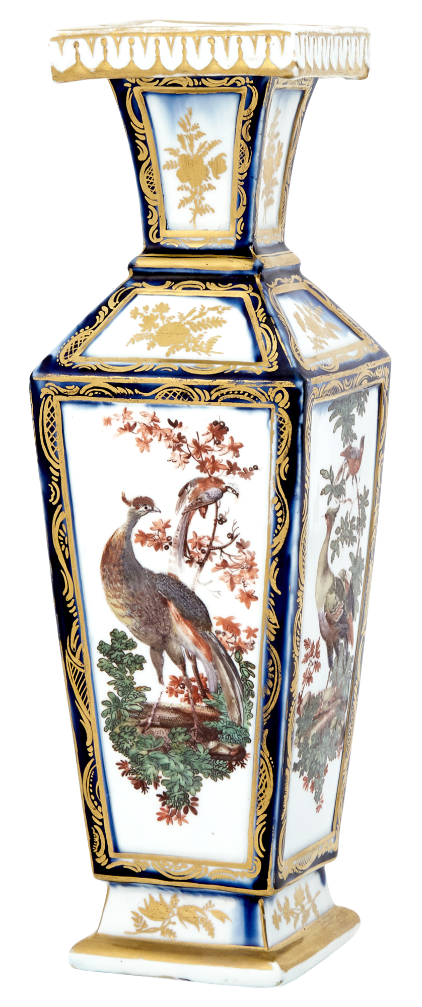 Lot image - Chelsea Porcelain Mazarin-Blue Ground Vase