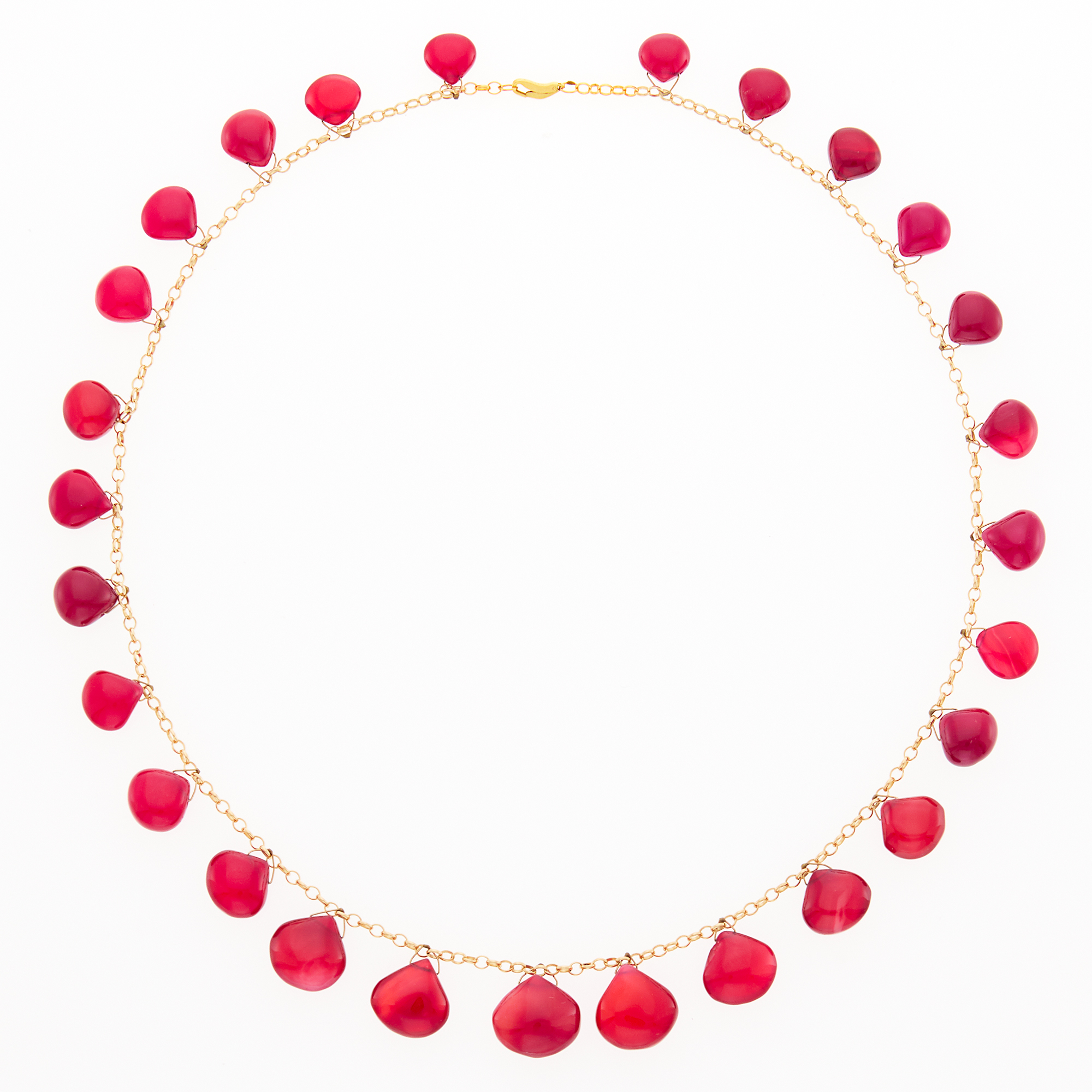 Lot image - Gold and Dyed Pink Agate Fringe Necklace