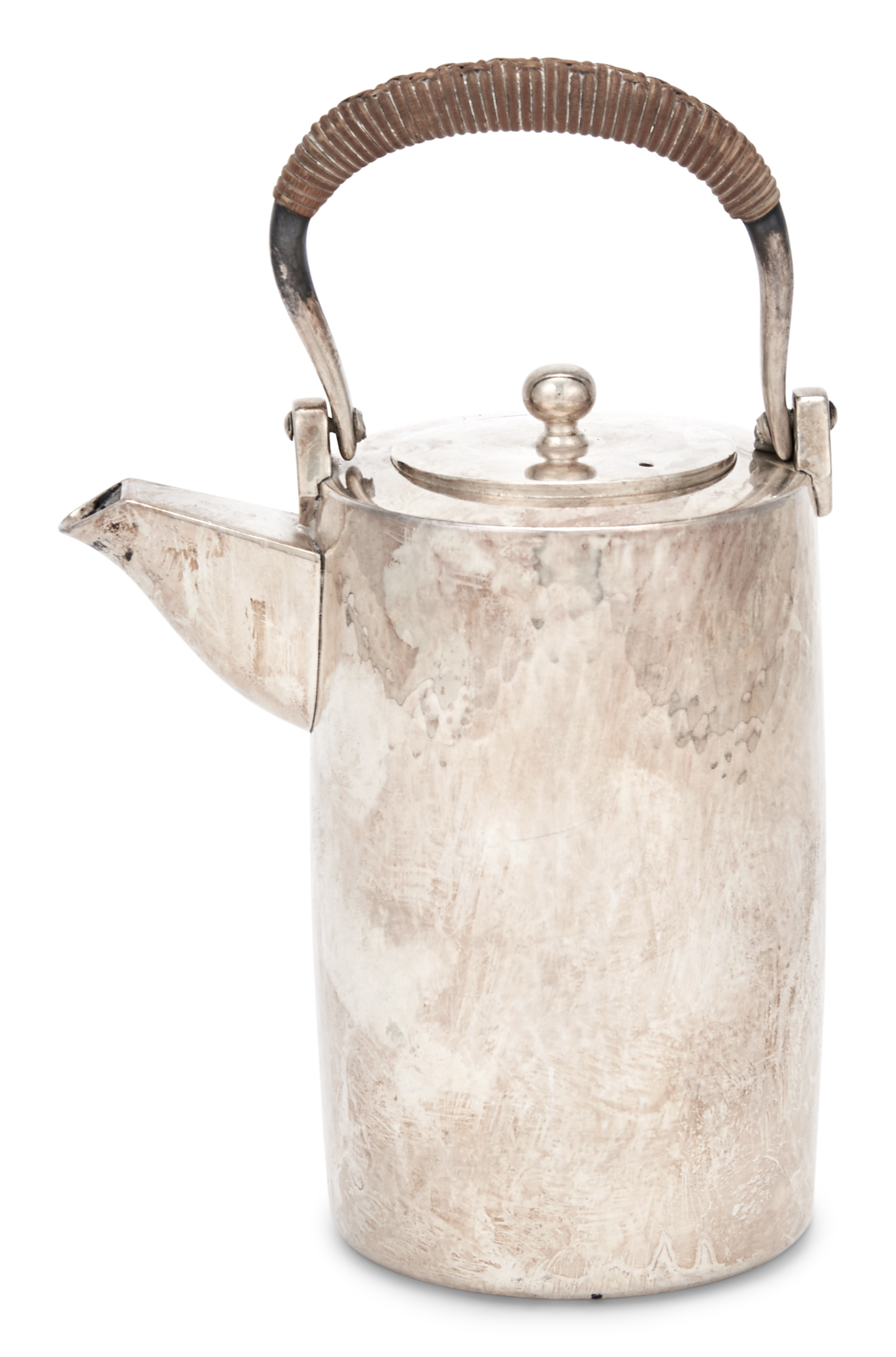 Lot image - A Japanese Hammered Silver Sake Pot