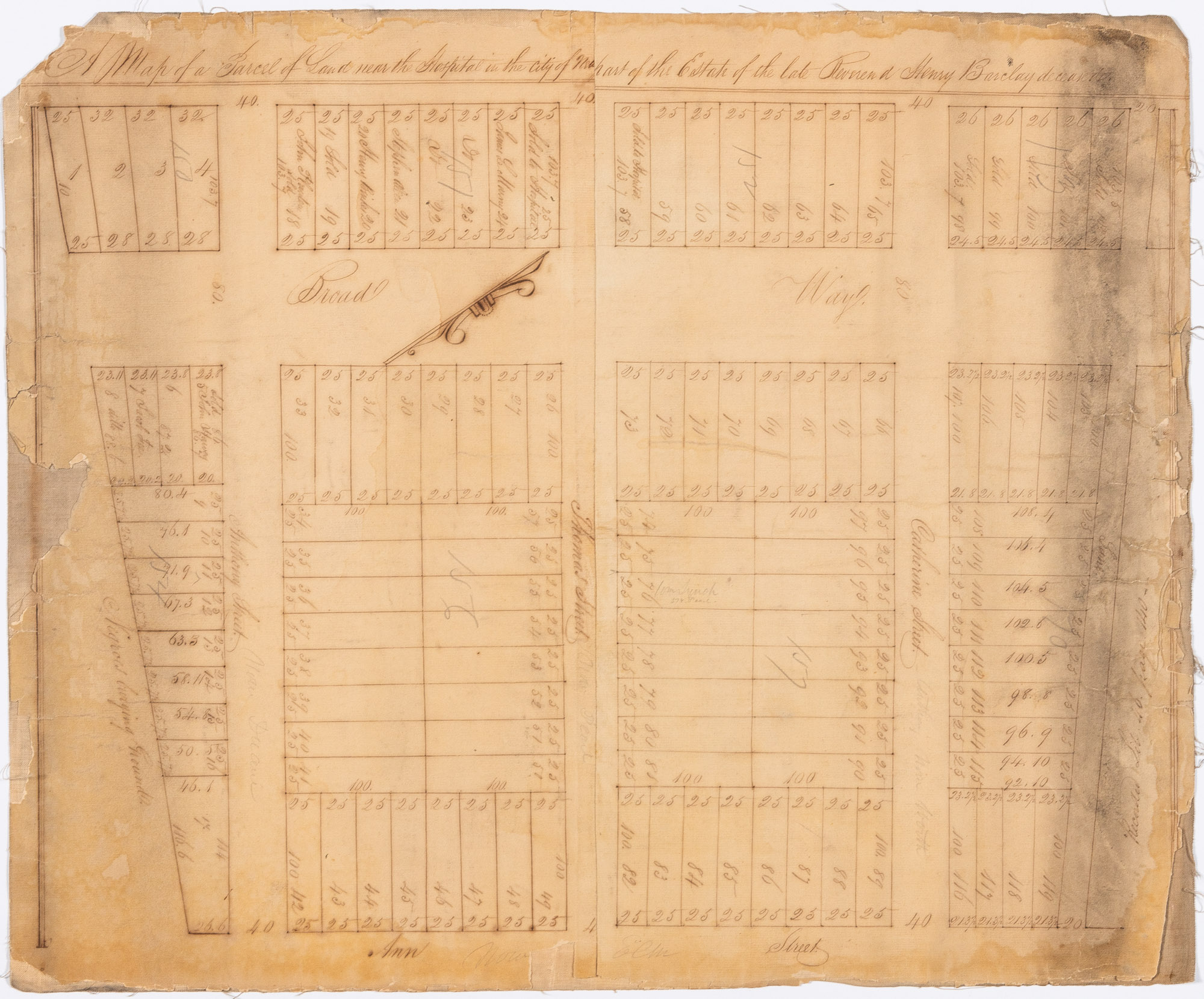 Lot image - [AFRICAN BURIAL GROUND]  A Map of a Parcel of Land near the Hospital in the City of New [York] Part of the Estate of the late Reverend Henry Barclay deceased.