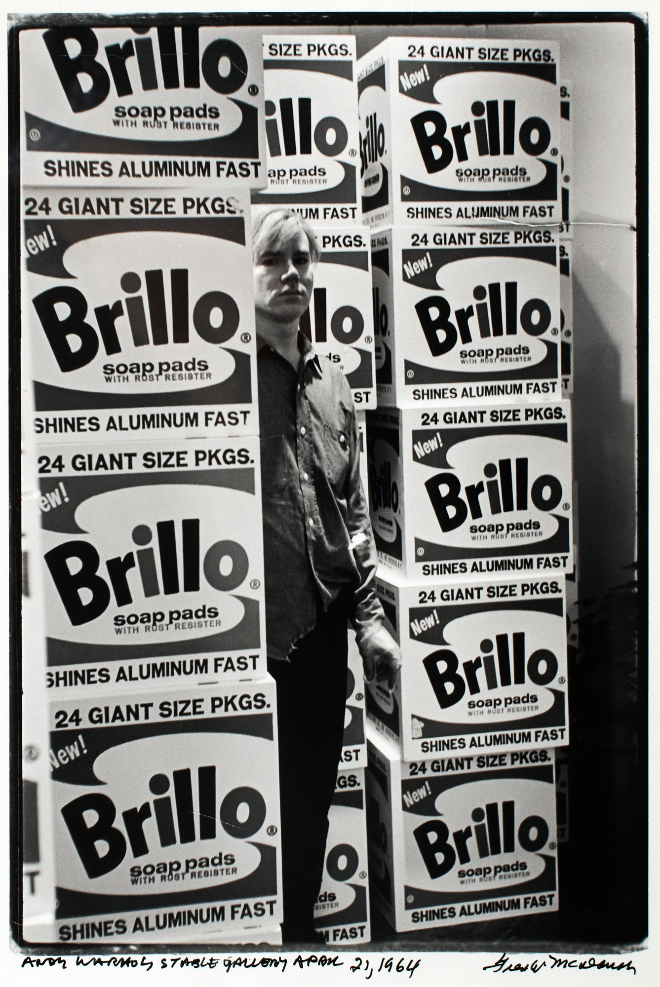 Lot image - McDARRAH, FRED W. (1926-2007)  Andy Warhol, Stable Gallery, April 24, 1964.