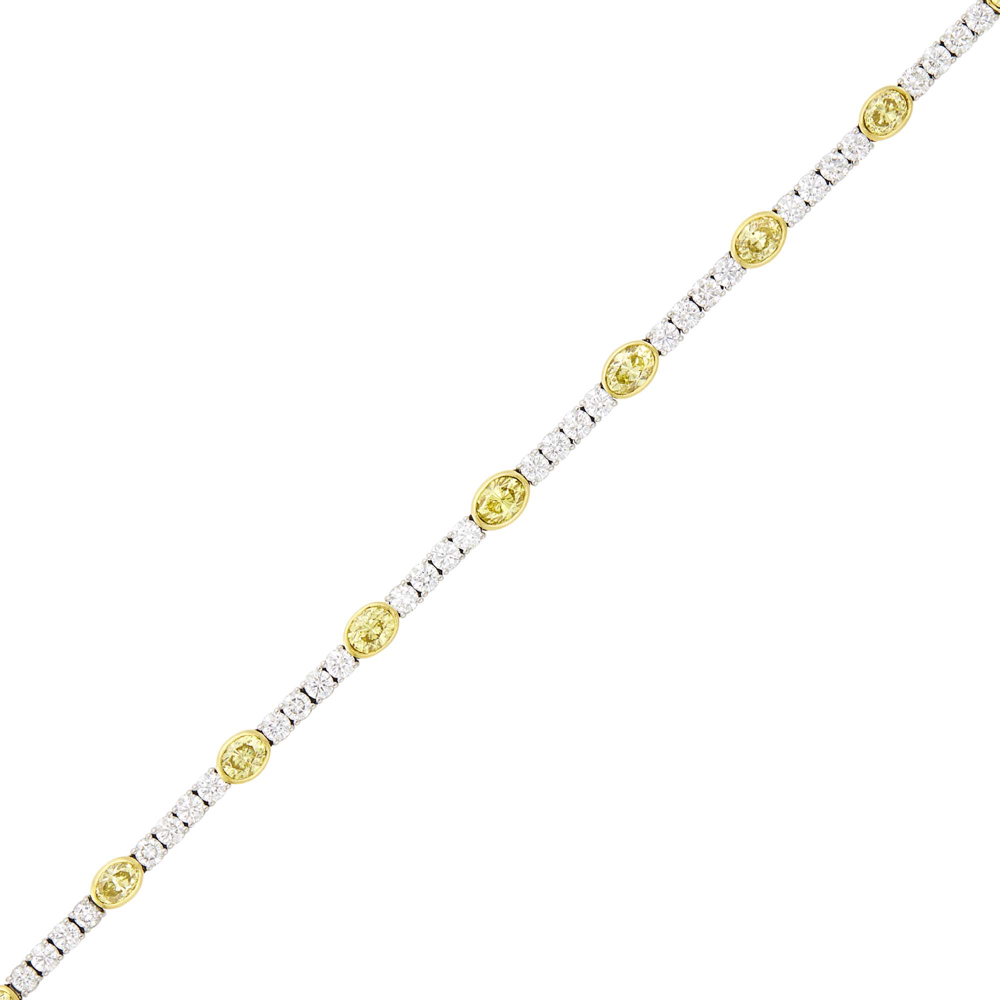 Lot image - Platinum, Gold, Diamond and Colored Diamond Bracelet