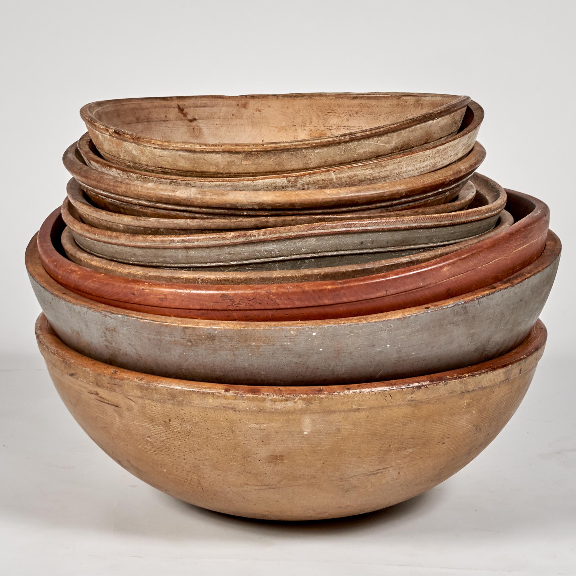 Lot image - Group of Nine Turned Wood Bowls