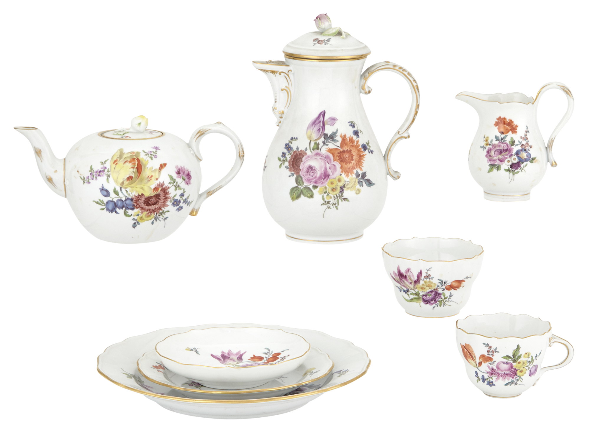 Lot image - Meissen Porcelain Tea and Coffee Service