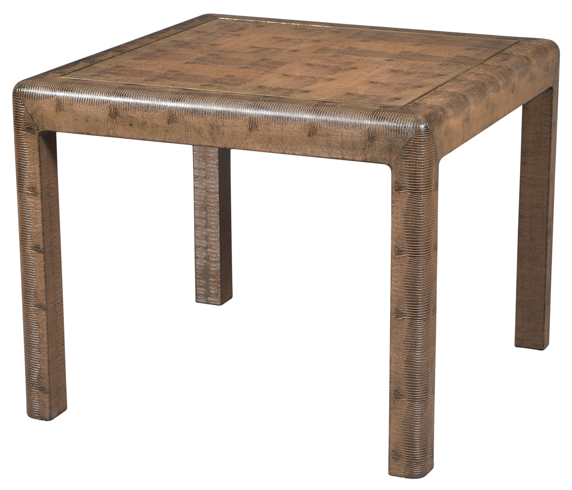 Lot image - Karl Springer Brass Inlaid Leather Clad Games Table