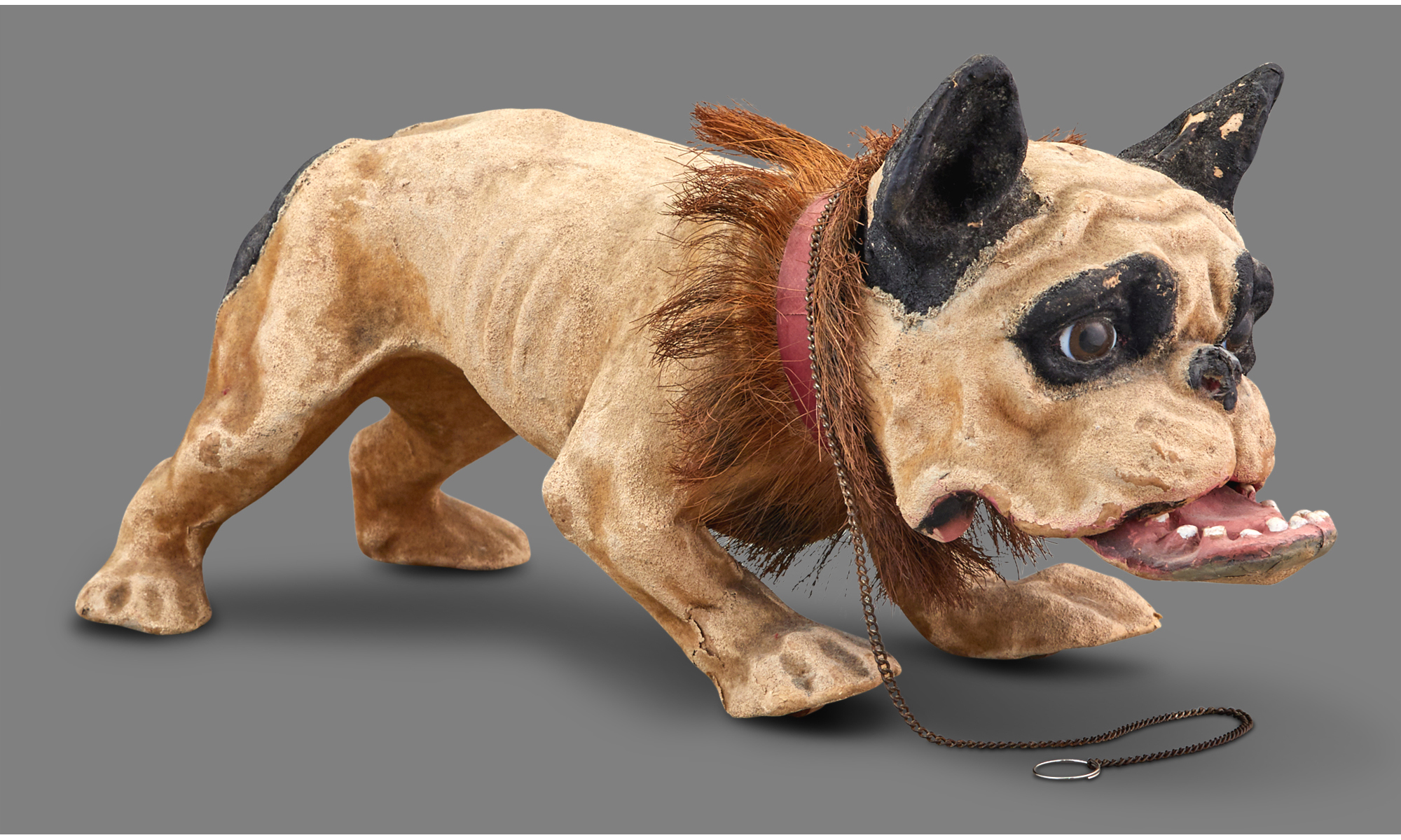 Lot image - French Papier-Mâché Bulldog Growler