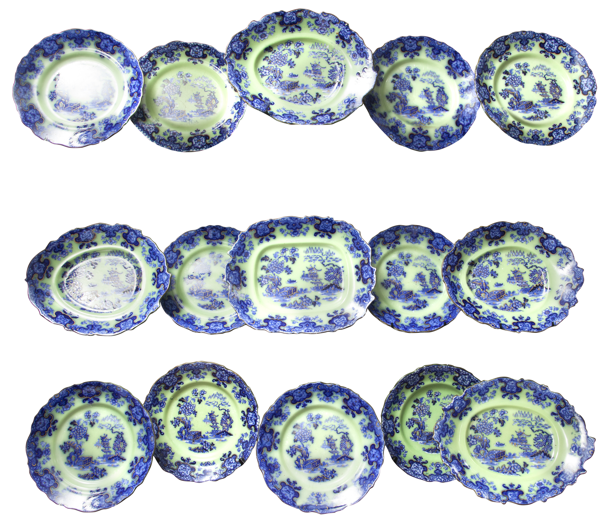 Lot image - English Transfer Decorated Pottery Kaolin Ware Chinese