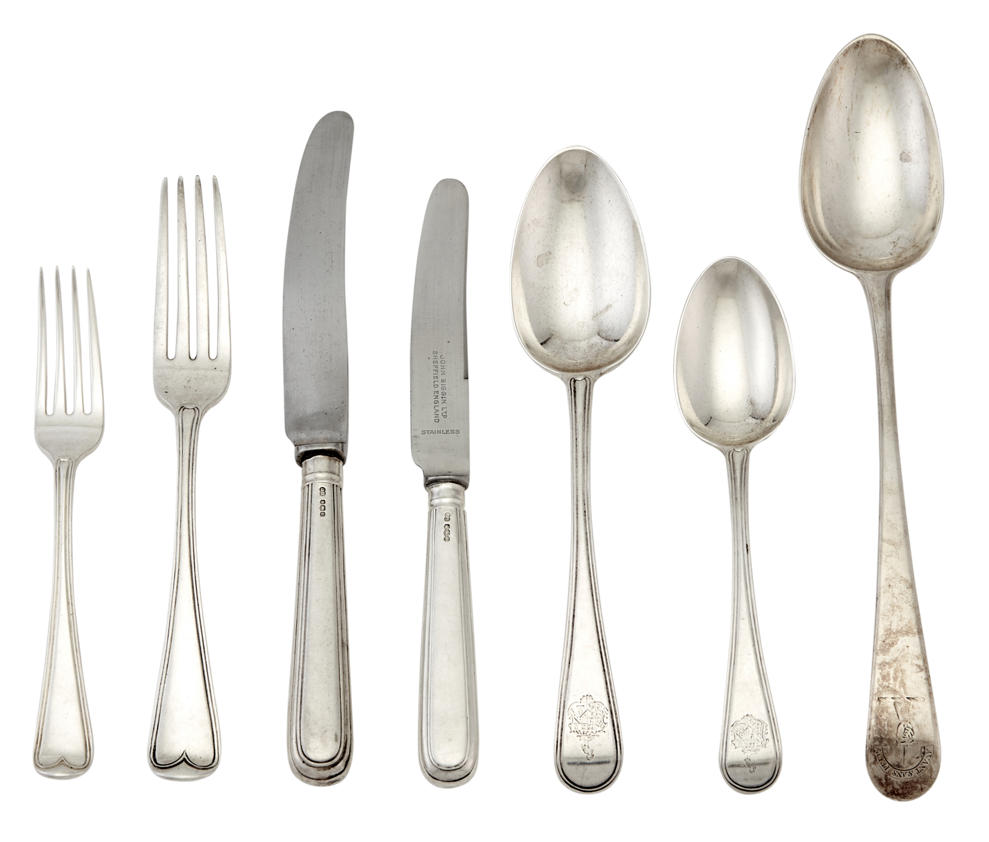 Lot image - Assembled English Sterling Silver Flatware Service