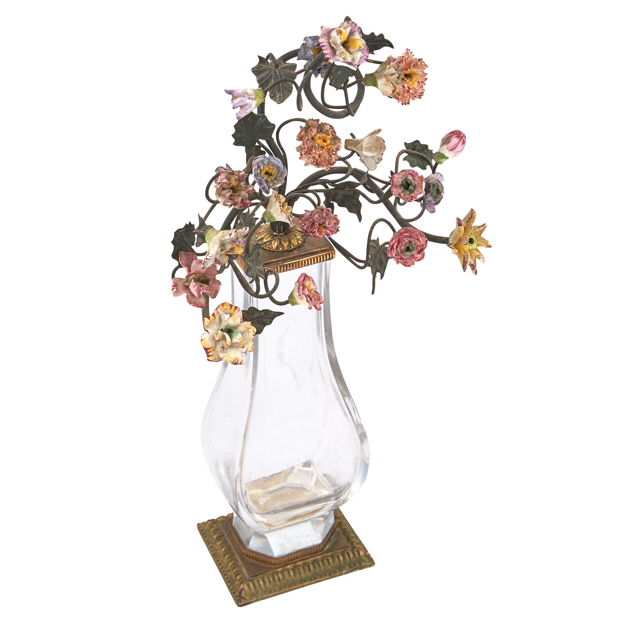 Lot image - Continental Gilt-Metal Mounted Glass Vase