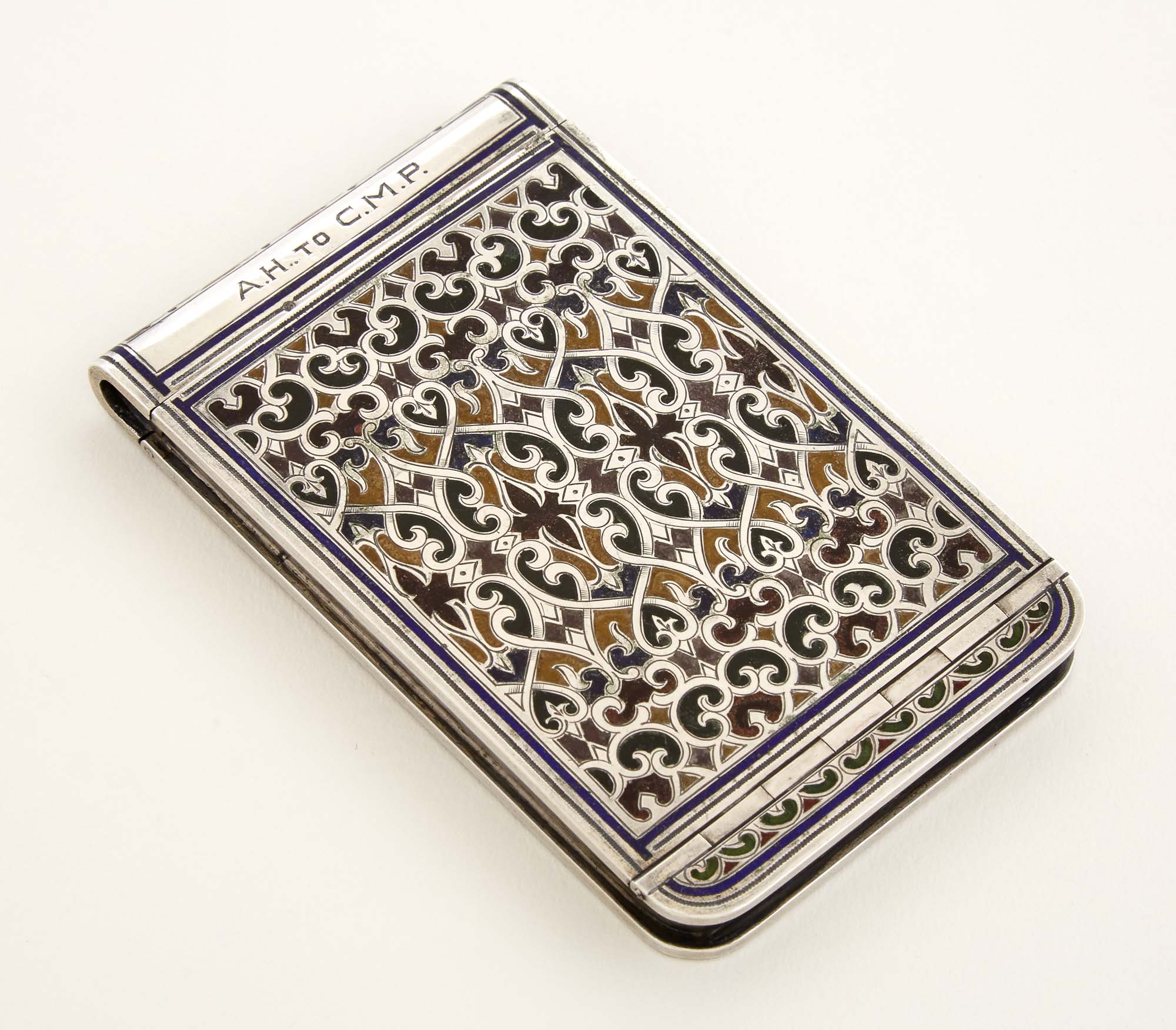 Lot image - Russian Silver-Gilt Champlevé and Plique-à-Jour Enamel Card Case