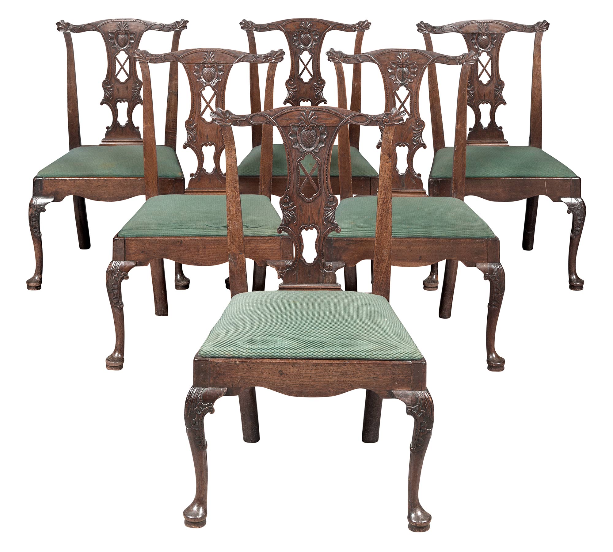 Lot image - Set of Six Irish George II Mahogany Dining Chairs