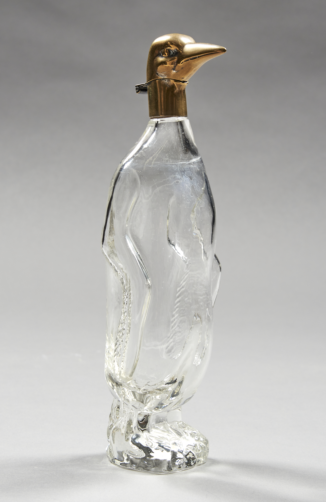 Lot image - Continental Novelty Brass and Glass Penguin Form Decanter