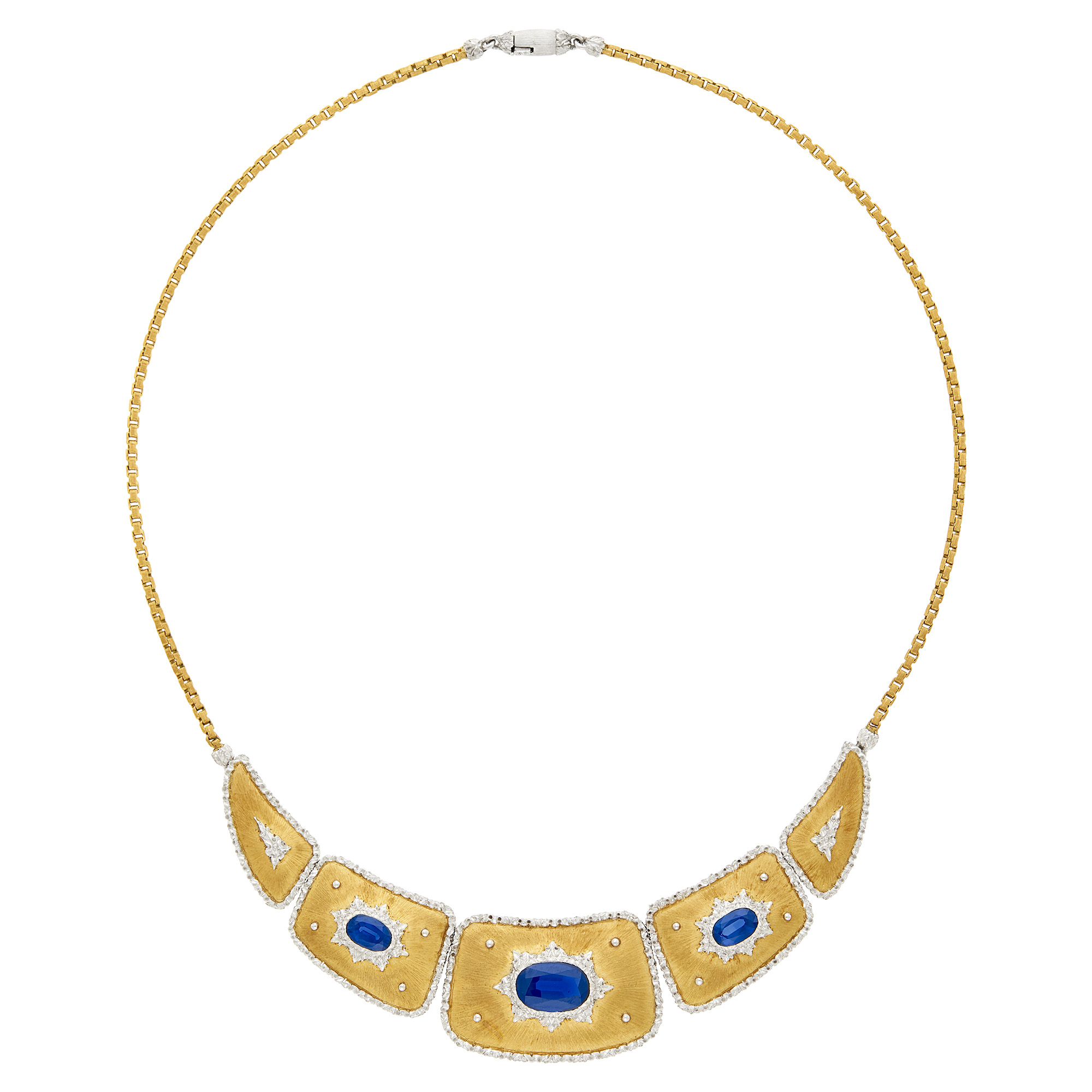 Lot image - Gianmaria Buccellati Two-Color Gold and Sapphire Bib Necklace