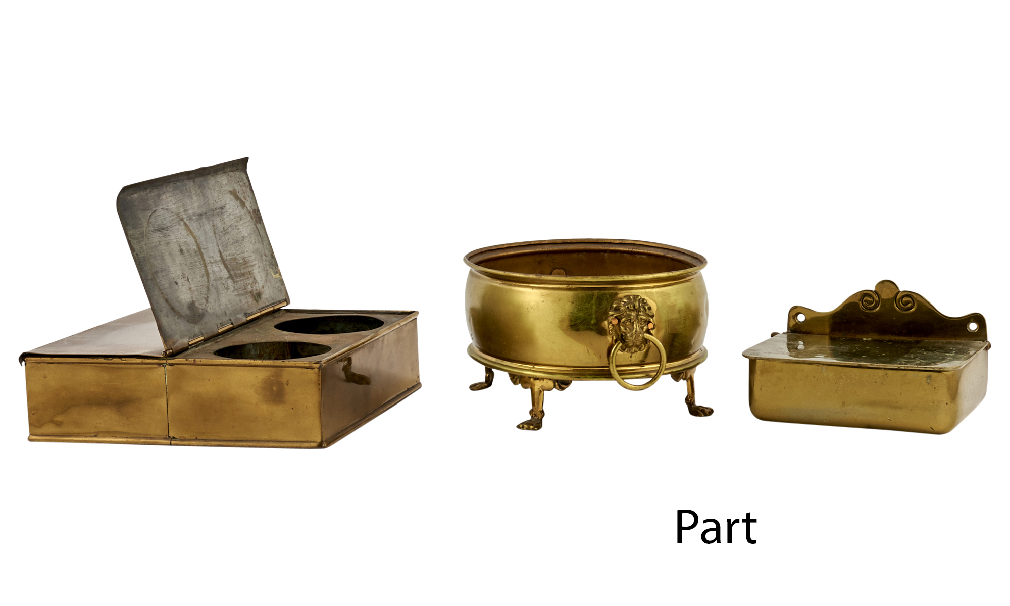 Lot image - Group of Six Brass Table Articles