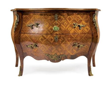 Lot image - Swedish Rococo Style Gilt-Metal Mounted Parquetry Inlaid Walnut Commode