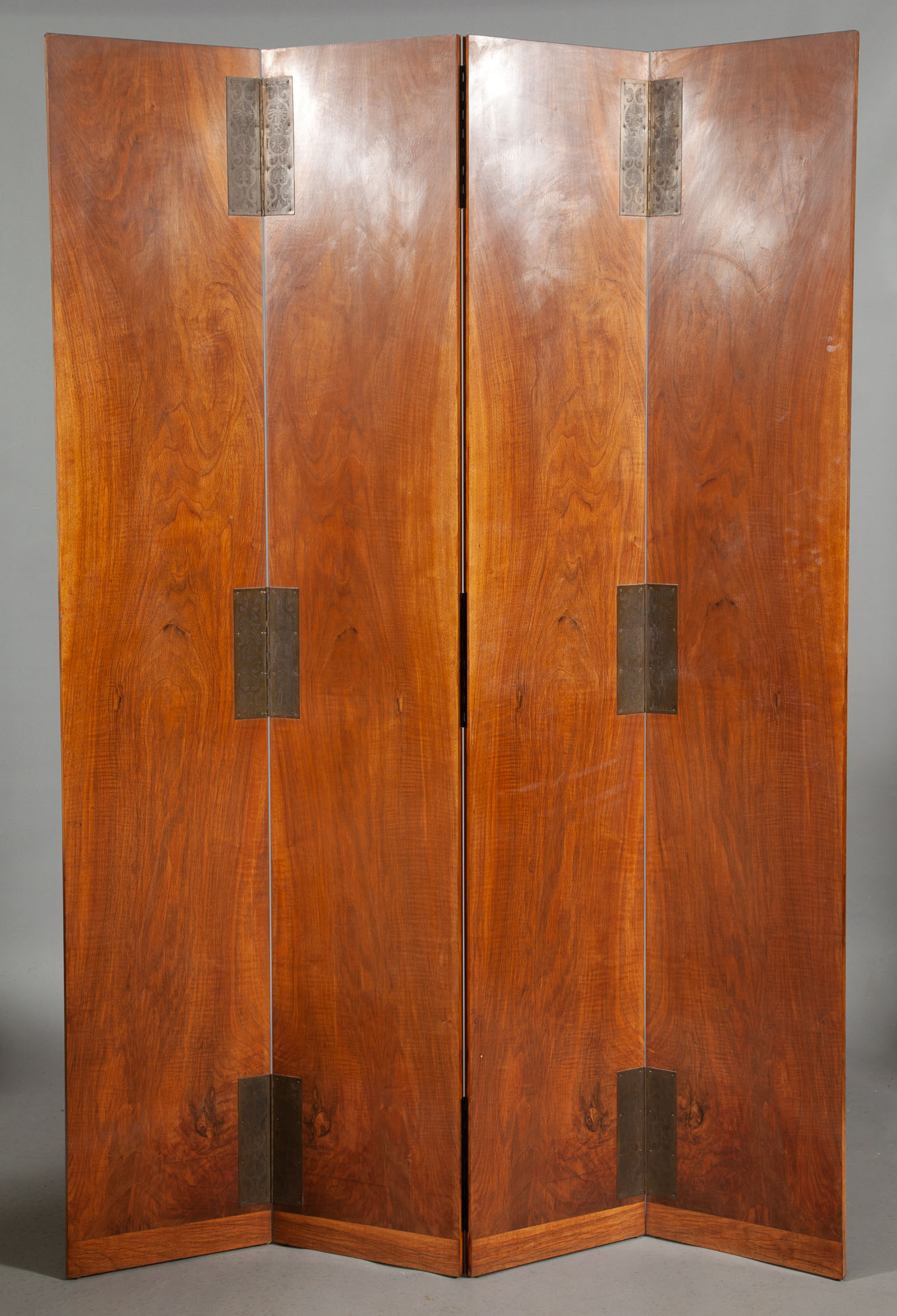 Lot image - Four-Panel Walnut Screen