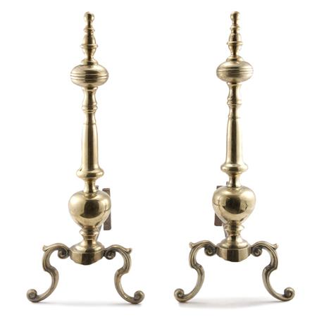 Lot image - Pair of Brass Andirons