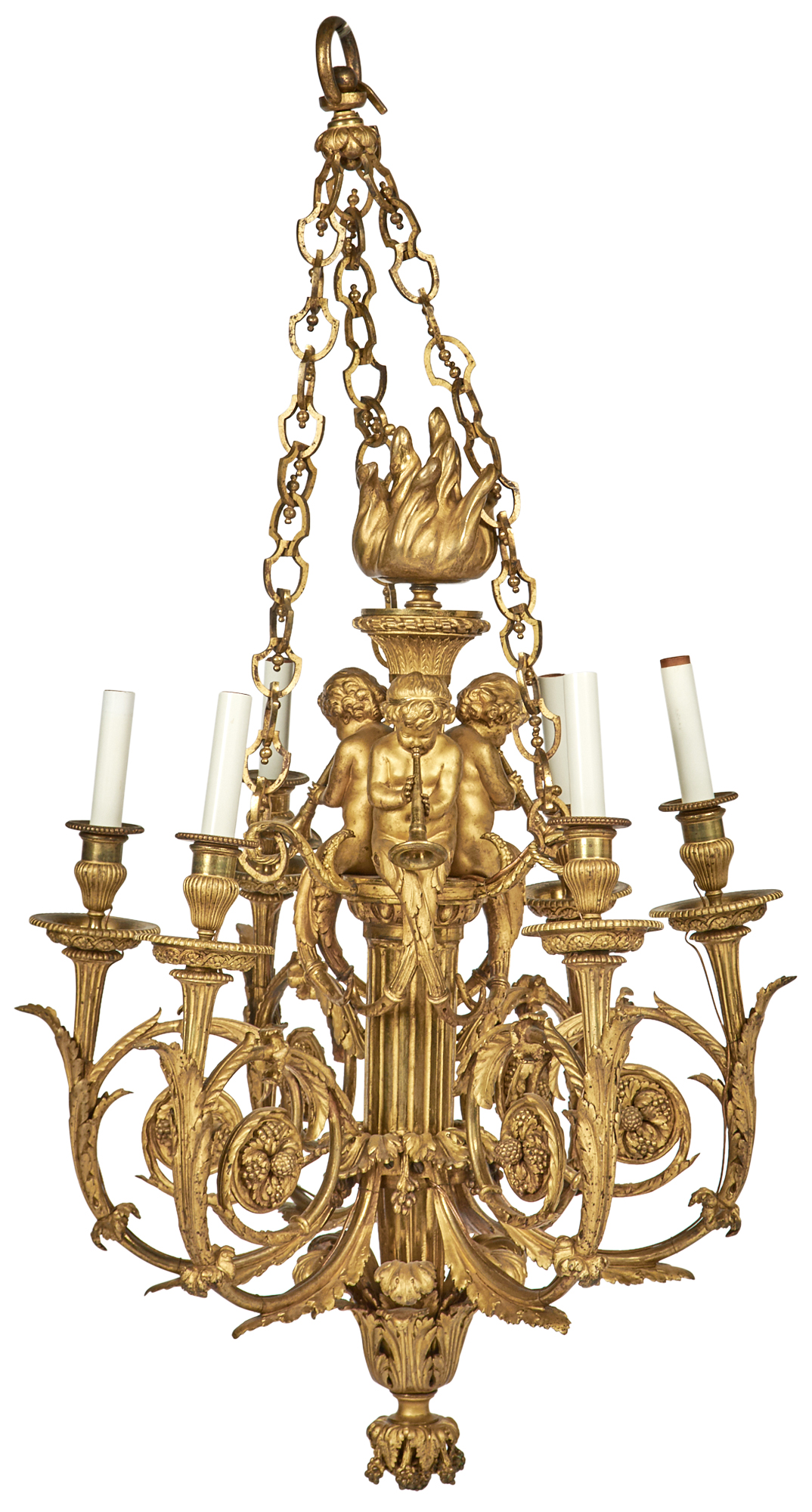 Lot image - French Ormolu Six-Light Chandelier