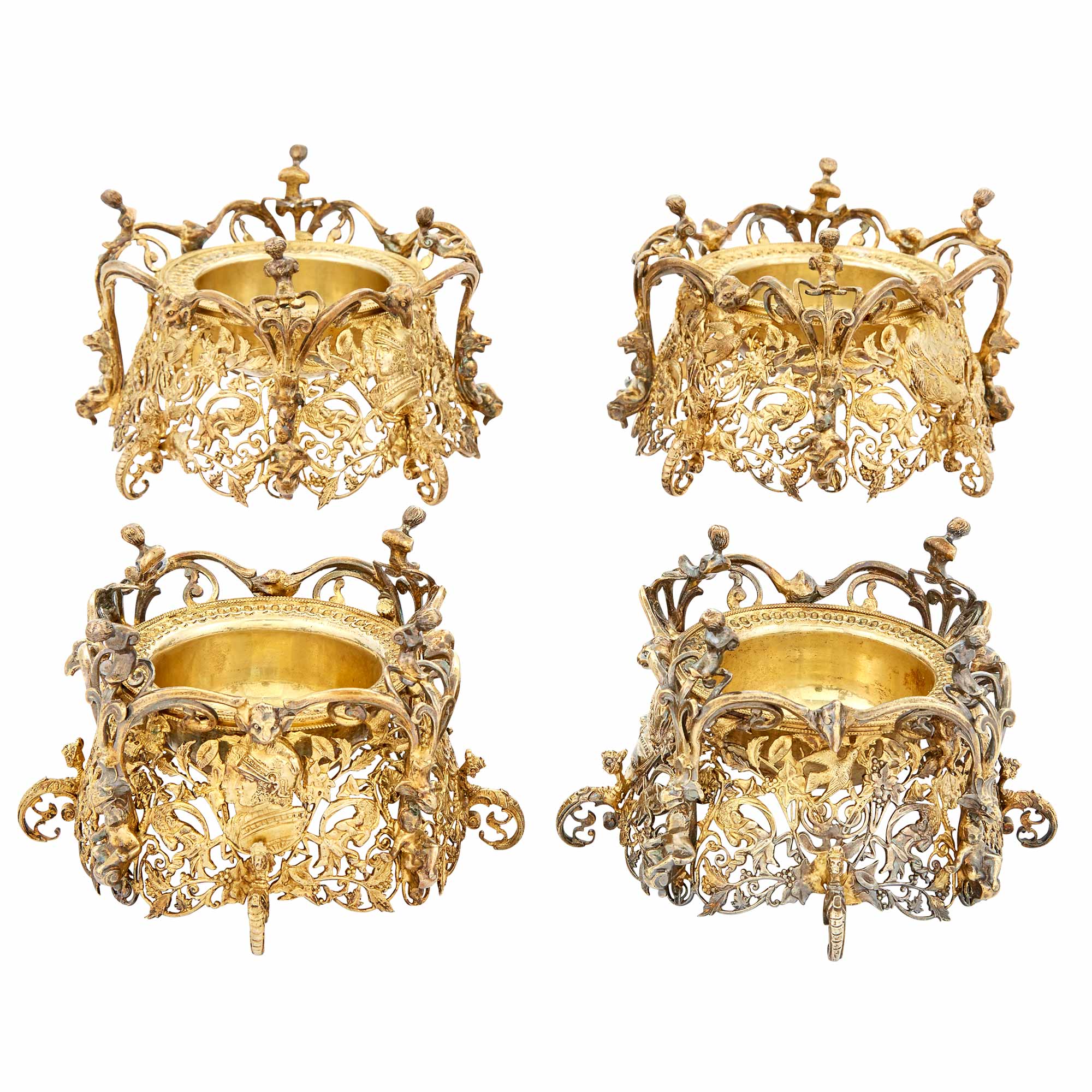 Lot image - Set of Four Continental Silver-Gilt Open Salt Cellars