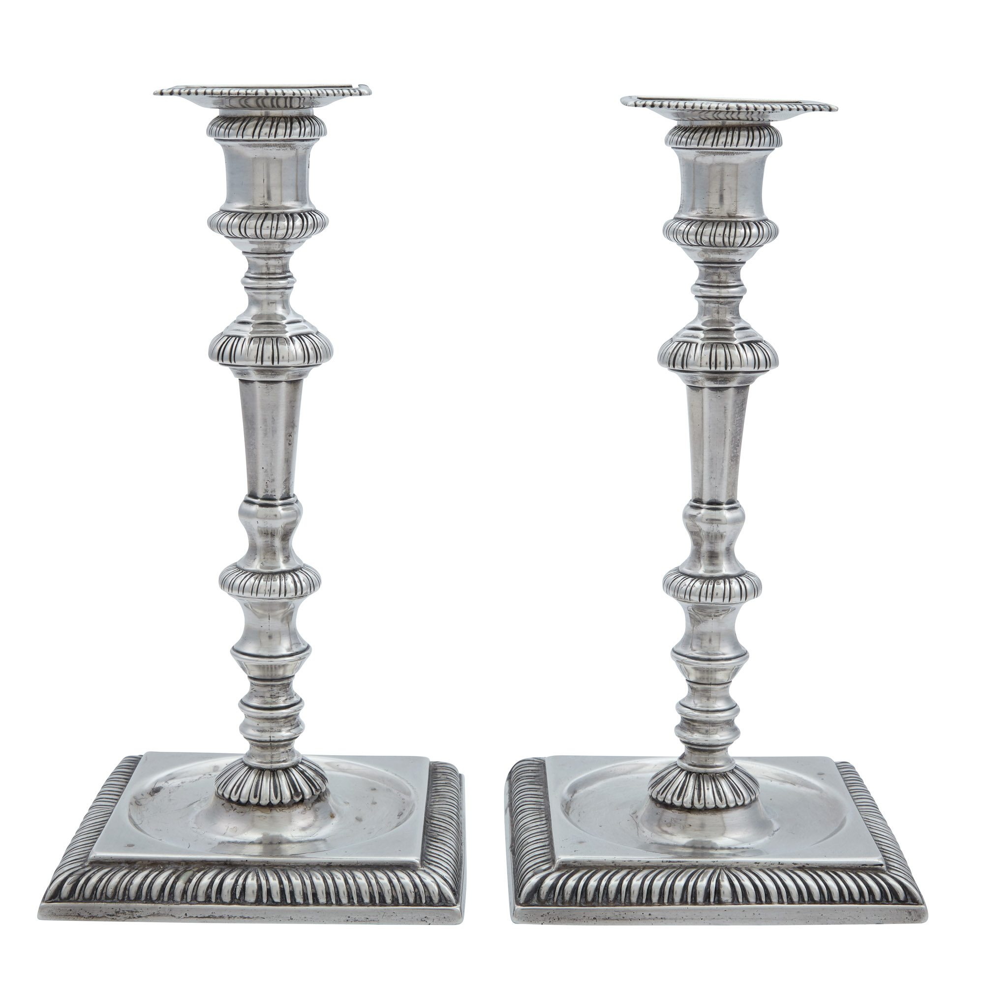 Lot image - Pair of George II Silver Candlesticks