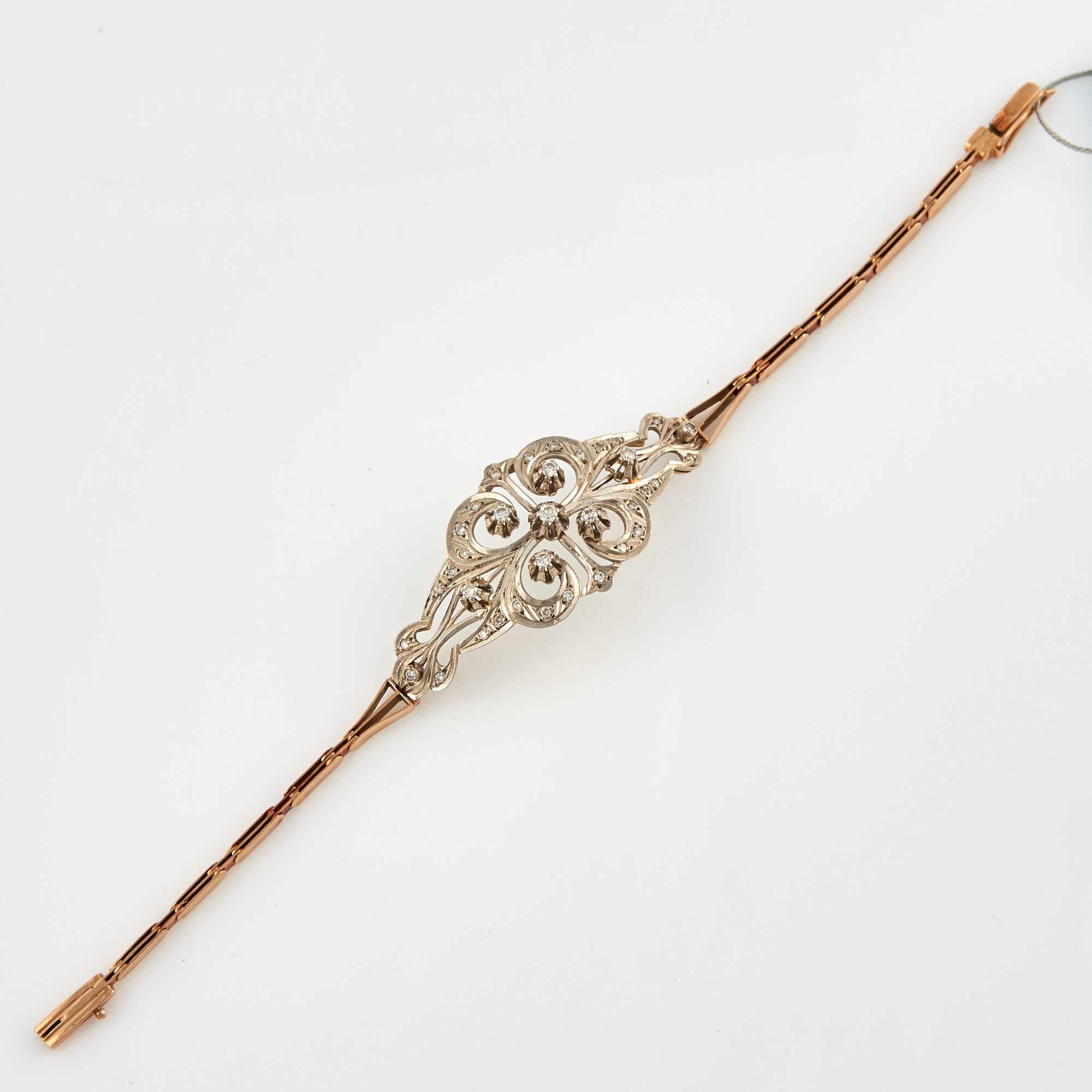 Lot image - Diamond Flexible Bracelet, 35 diamonds about 0.70 ct., 14K 10 dwt.