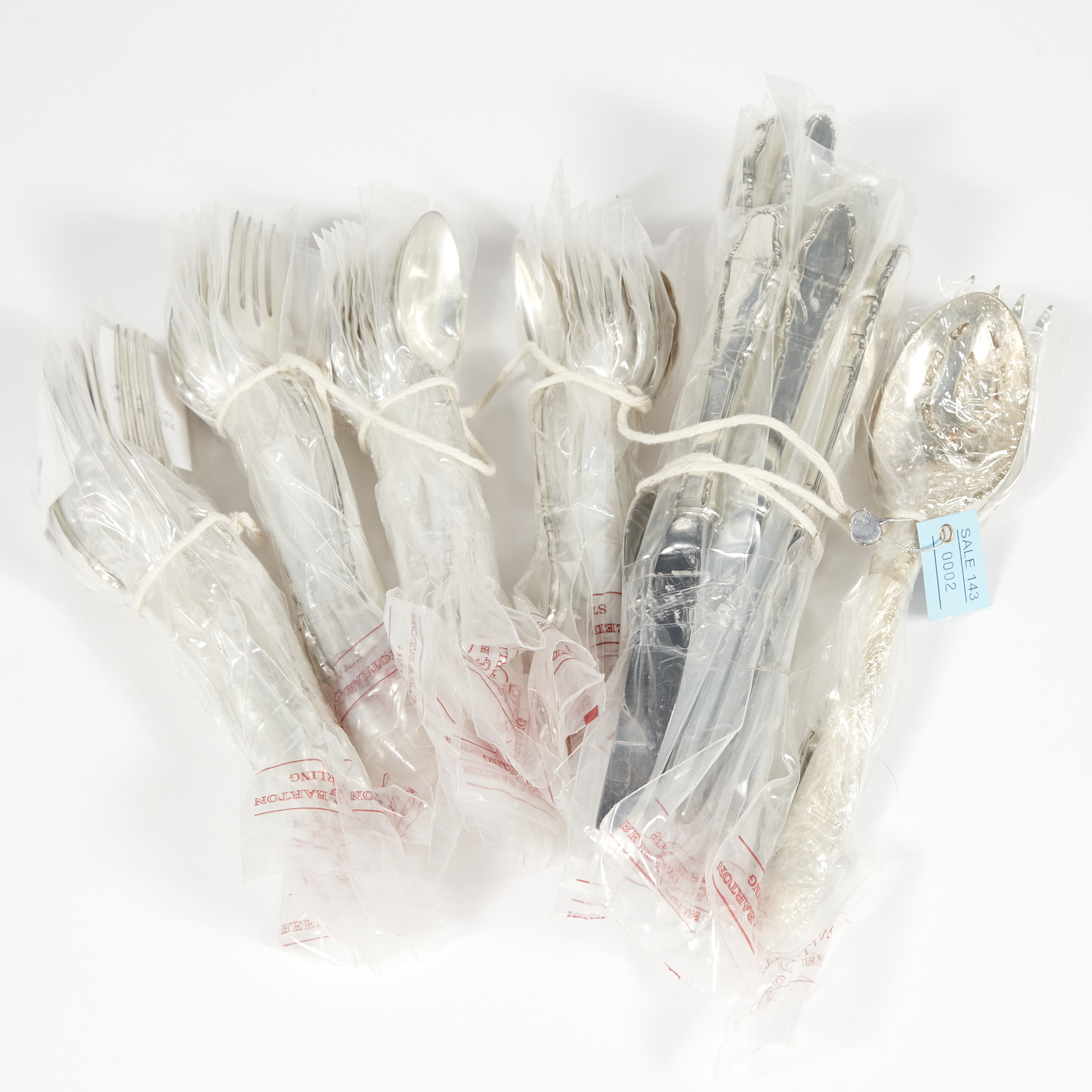 Lot image - 52 Pieces of Silverware, 75 ozs., 14 handles, Reed & Barton