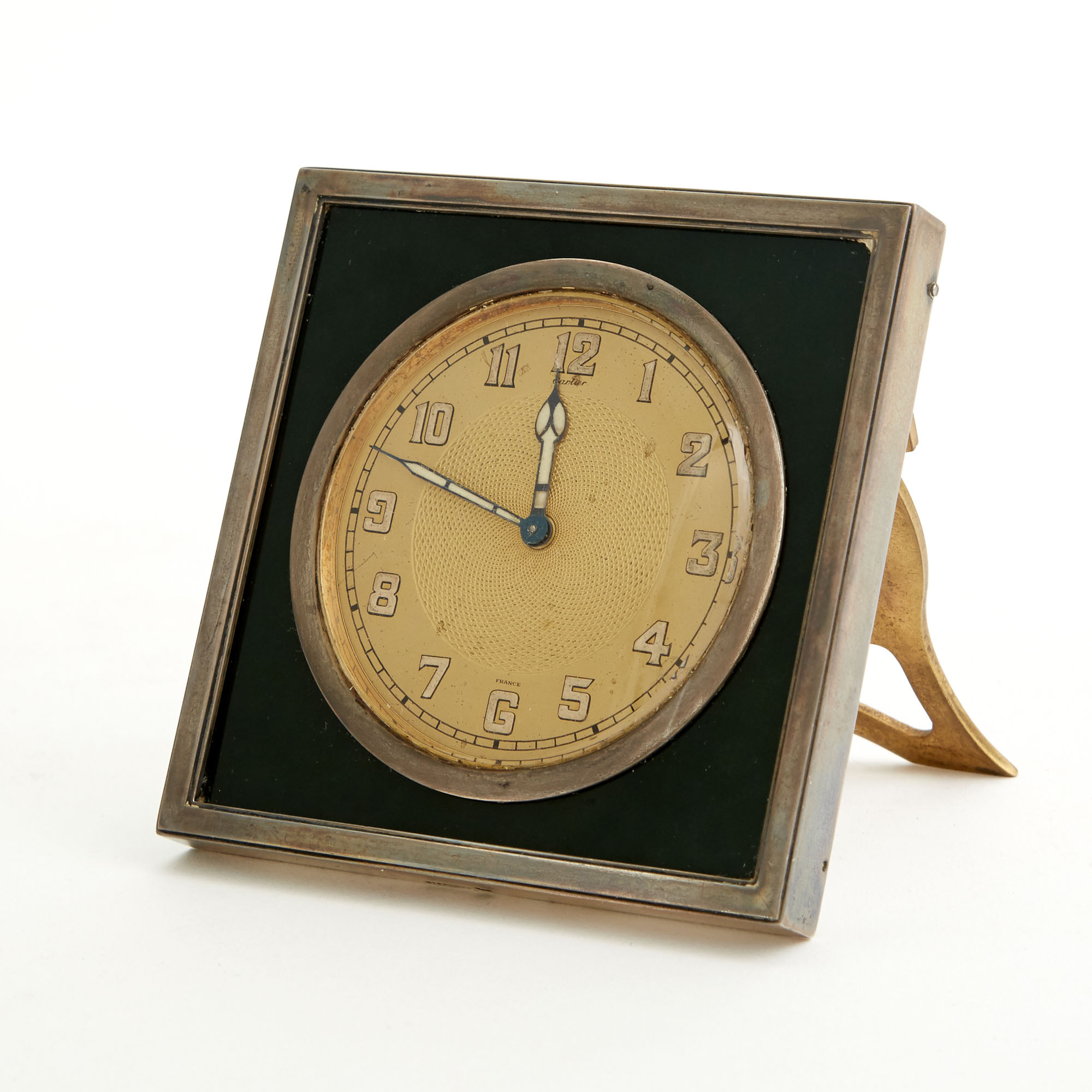 Lot image - French Art Deco Sterling Silver Mounted Travel Clock