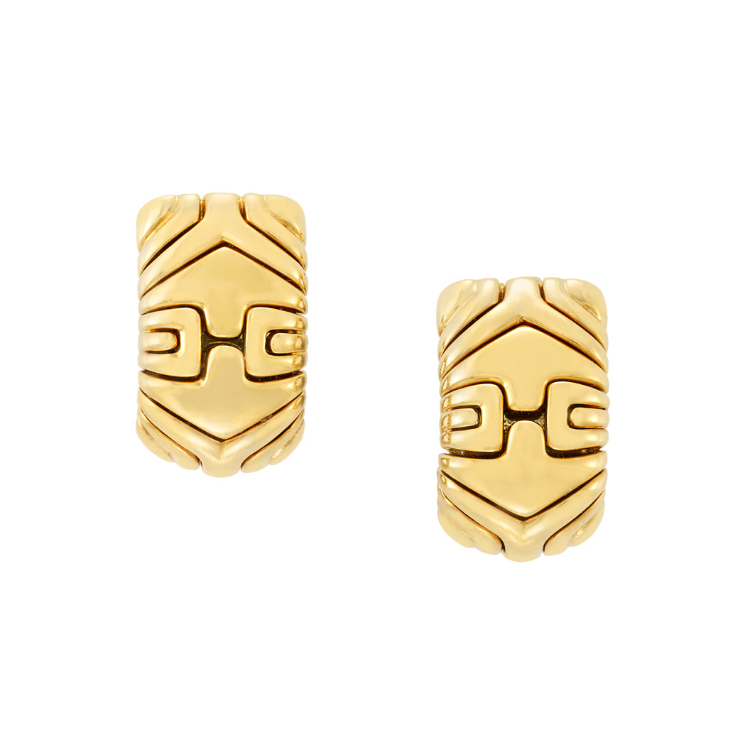 Lot image - Pair of Gold 'Alveare' Earclips, Bulgari