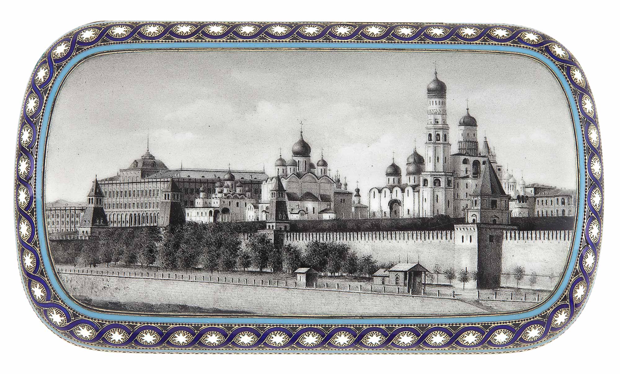 Lot image - Russian Silver Champlevé and En Plein Enamel Presentation Cigarette Case