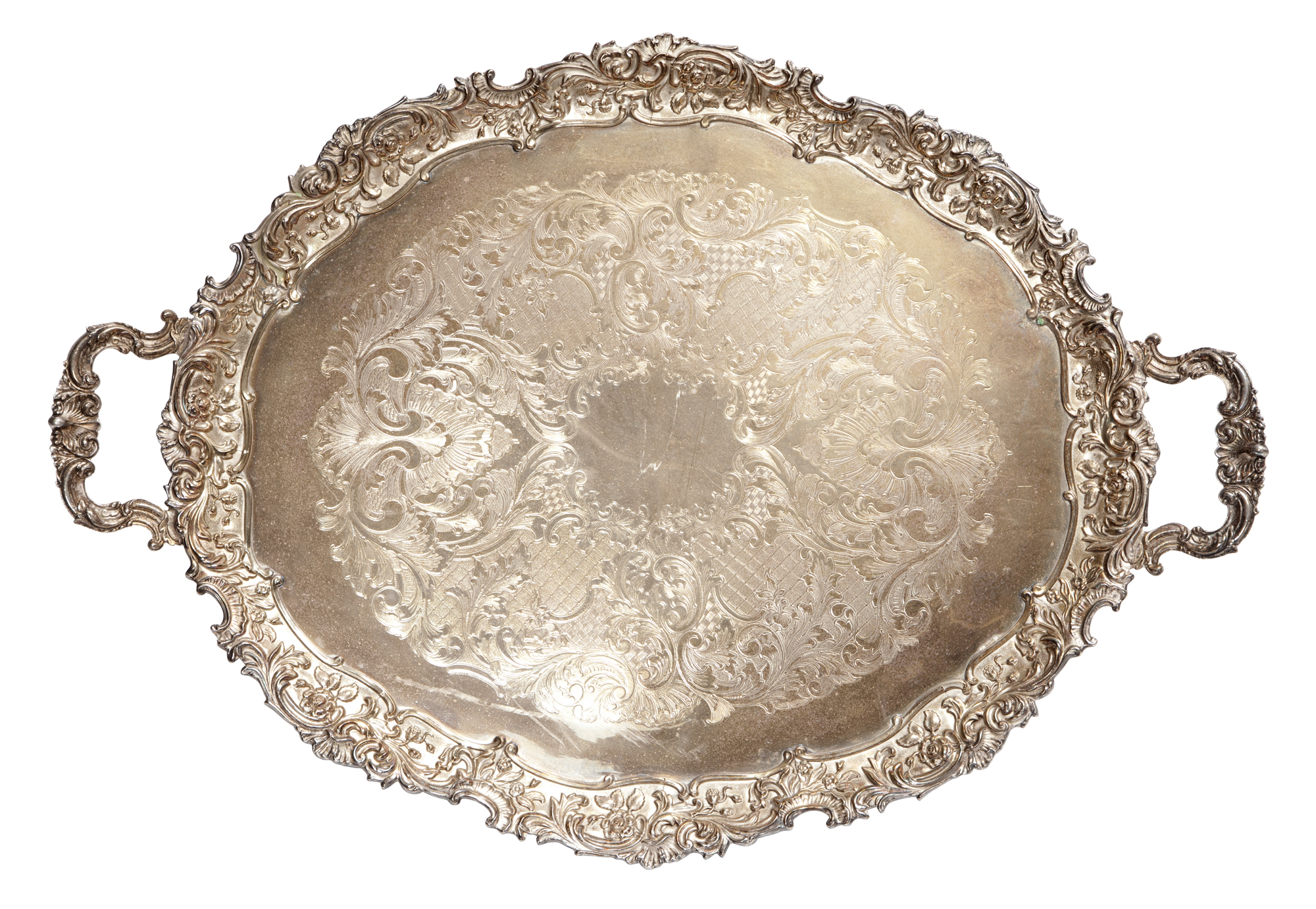 Lot image - English Silver Plated Two Handled Tray