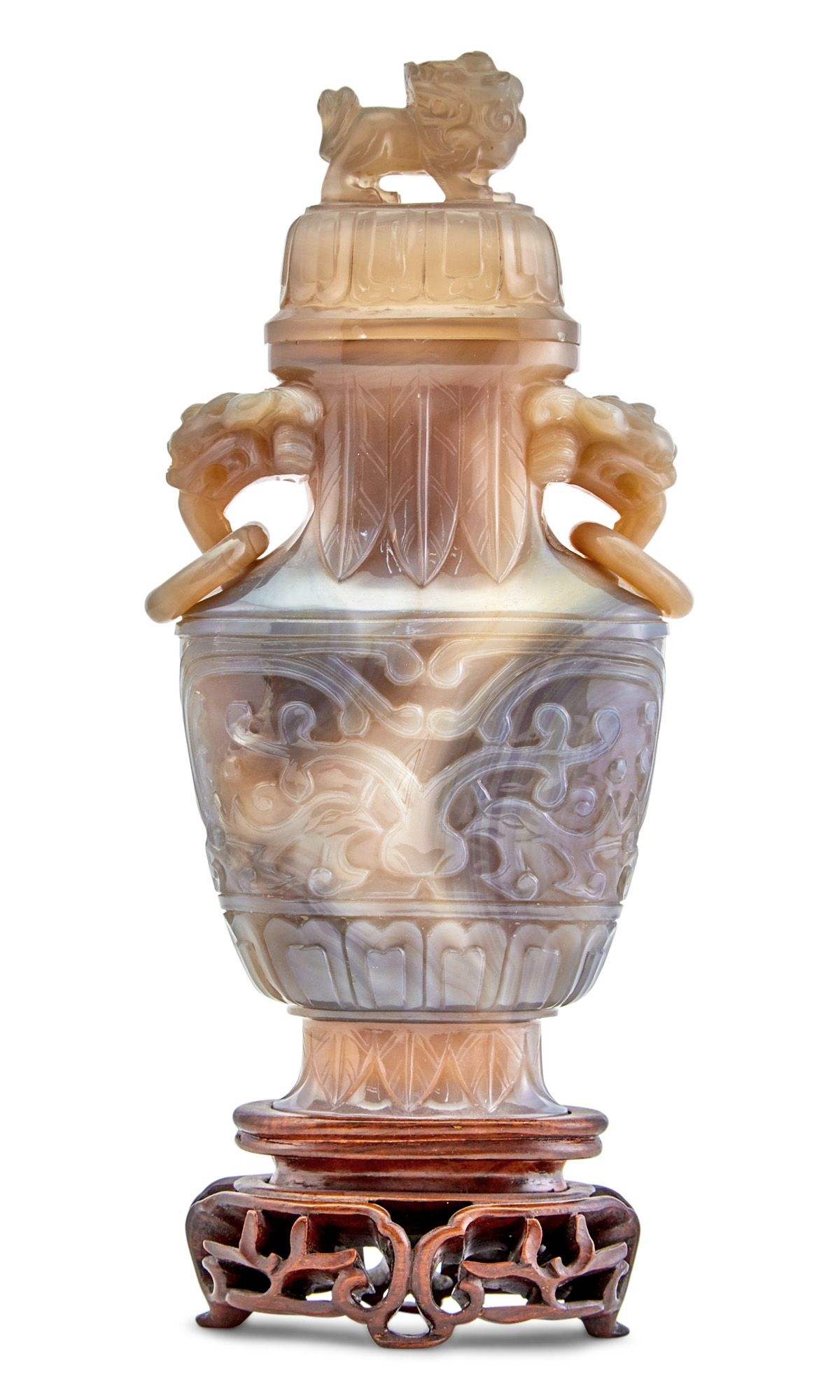 Lot image - A Chinese Carved Agate Vase and Cover
