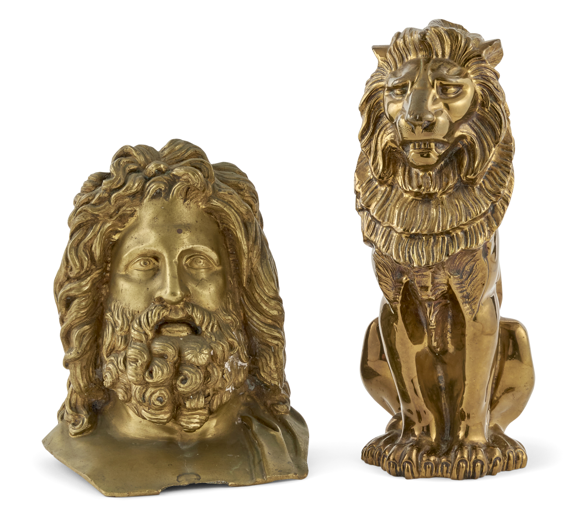 Lot image - Brass Figure of Seated Lion