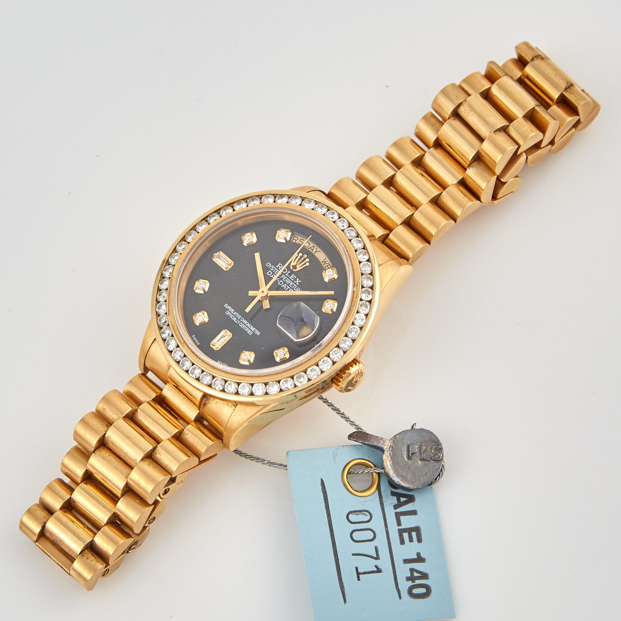 Lot image - Diamond Bracelet Watch, 46 diamonds about 2.30 cts., 27 Jewels, Rolex, 18K 93 dwt. all