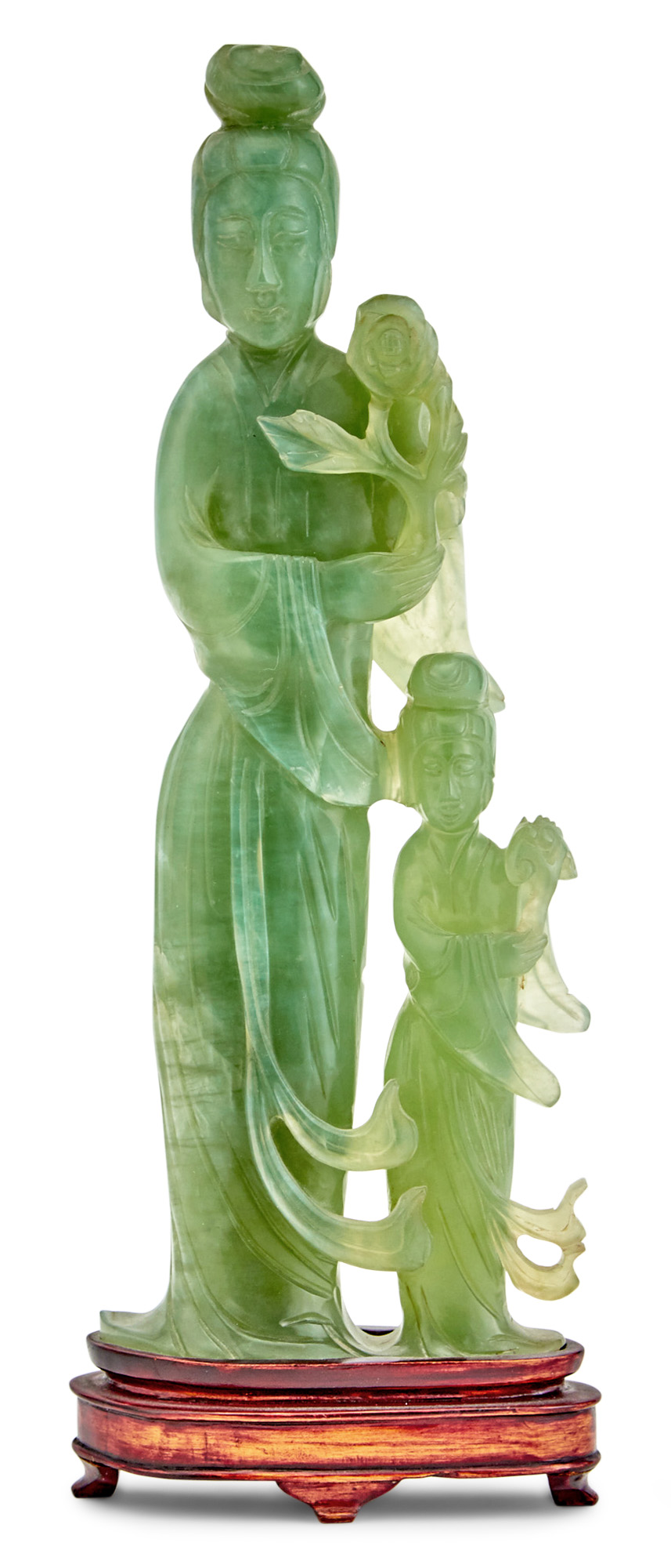 Lot image - A Chinese Carved Bowenite Figural Grouping