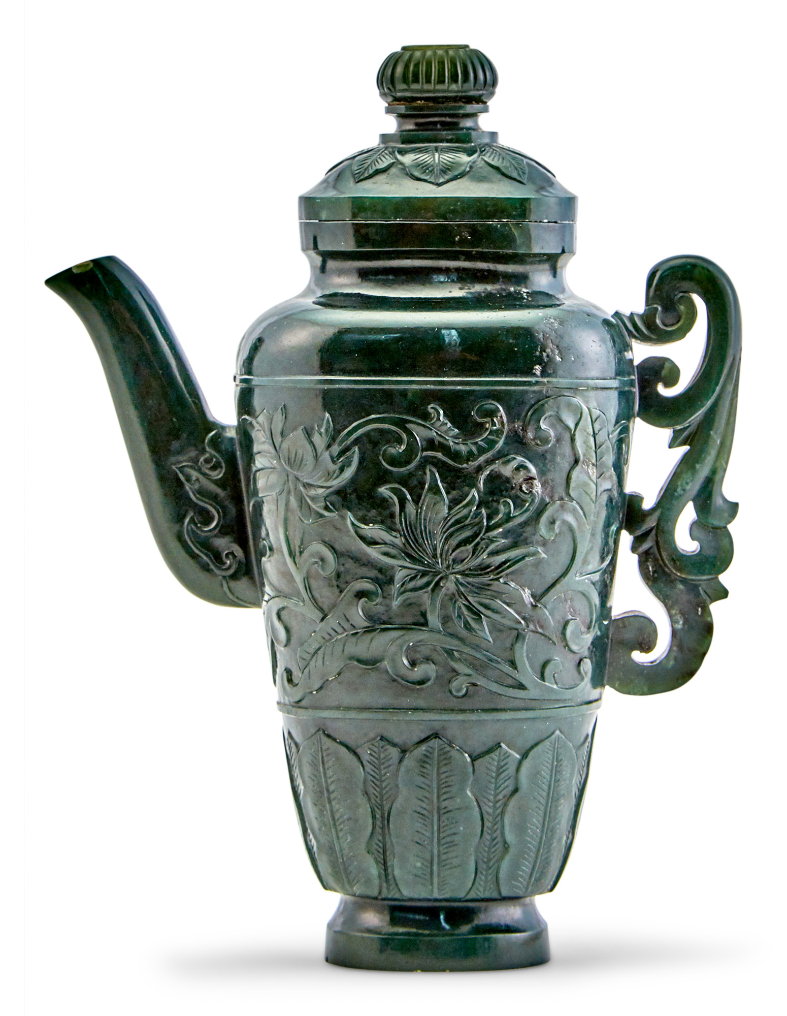 Lot image - A Chinese Spinach Jade Wine Pot