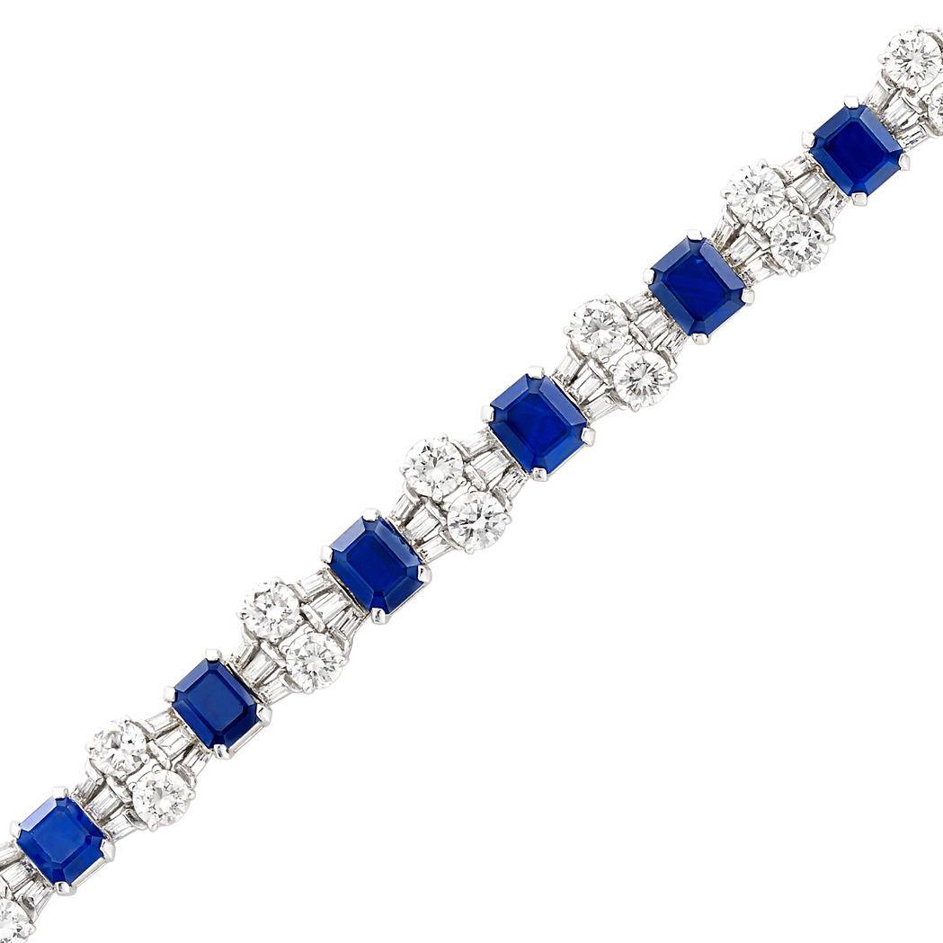 Lot image - Platinum, Sapphire and Diamond Bracelet