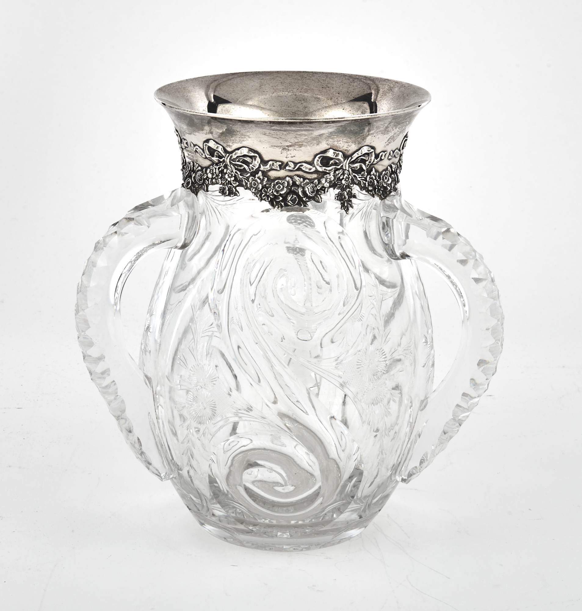 Lot image - Tiffany & Co. Sterling Silver Mounted Cut Glass Loving Cup