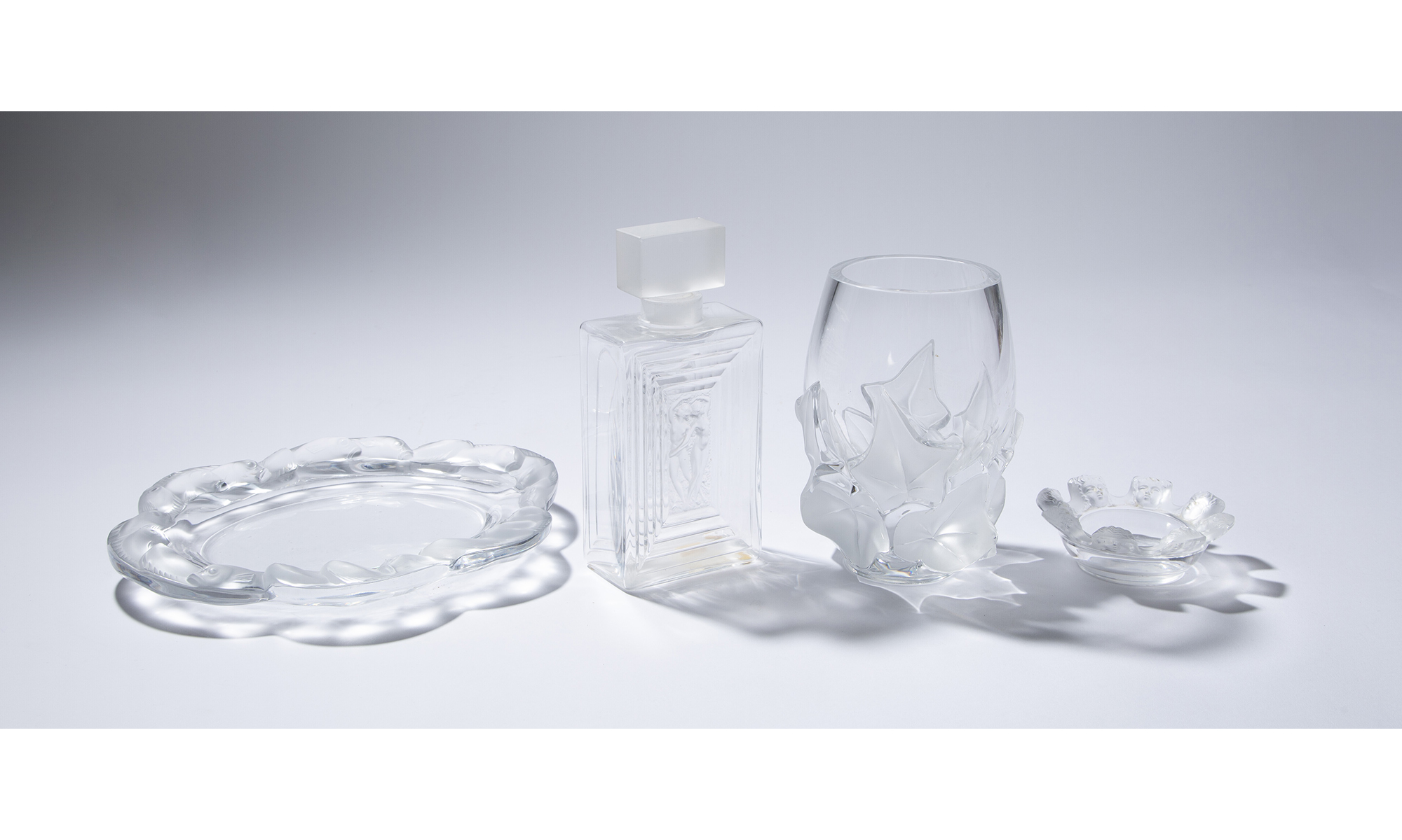 Lot image - Group of Lalique Glass Table Articles