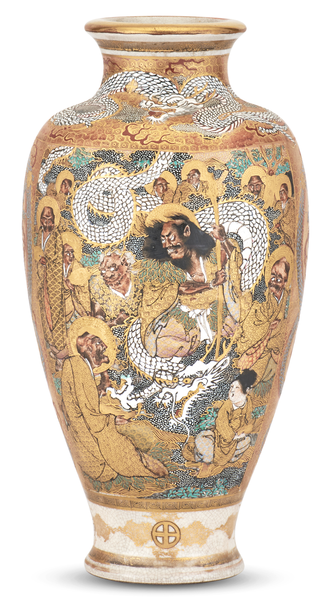 Lot image - A Japanese Satsuma Earthenware Vase