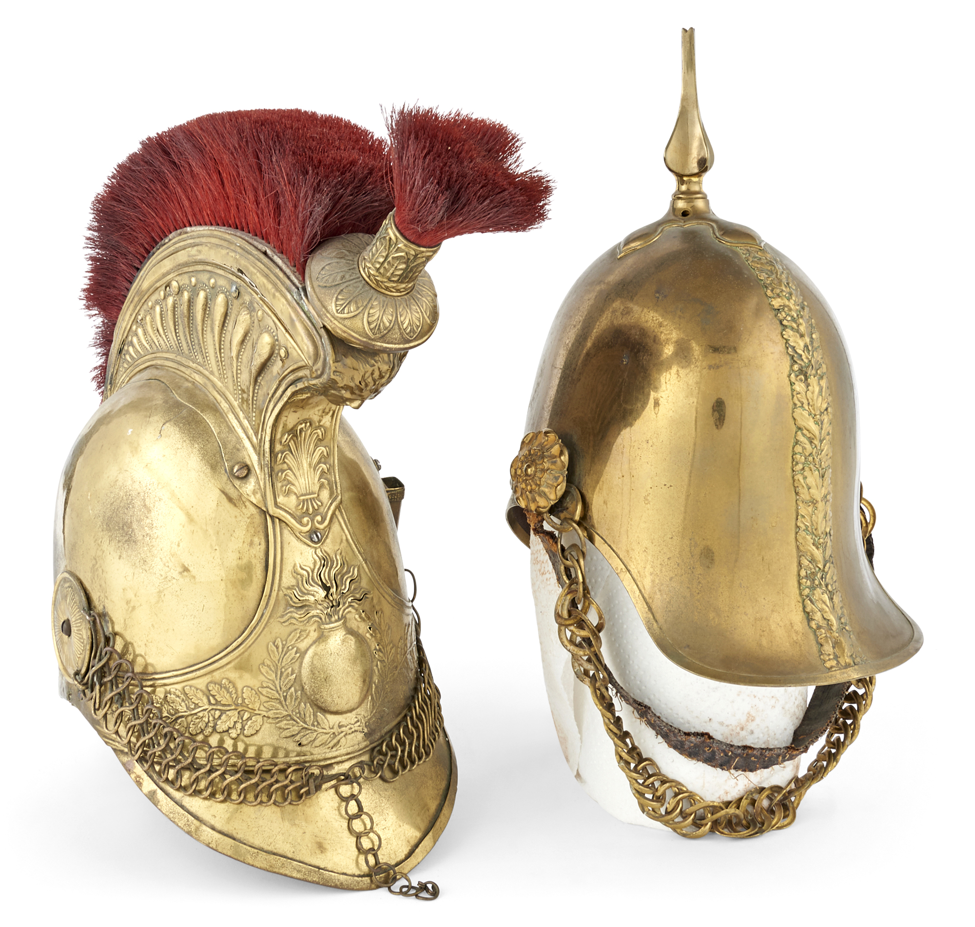 Lot image - Two Brass Helmets