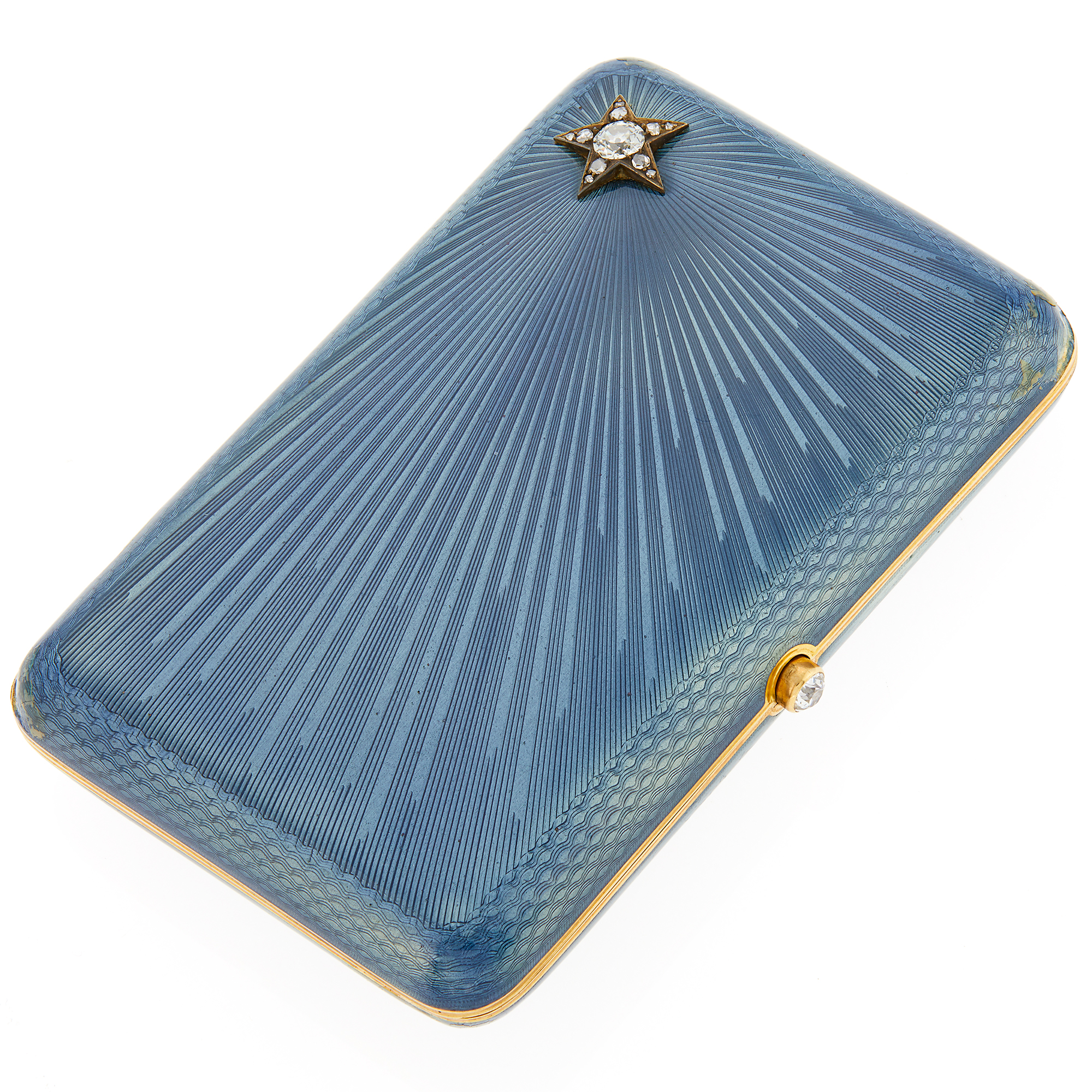 Lot image - Fabergé Guilloché Enameled Gold Cigarette Case