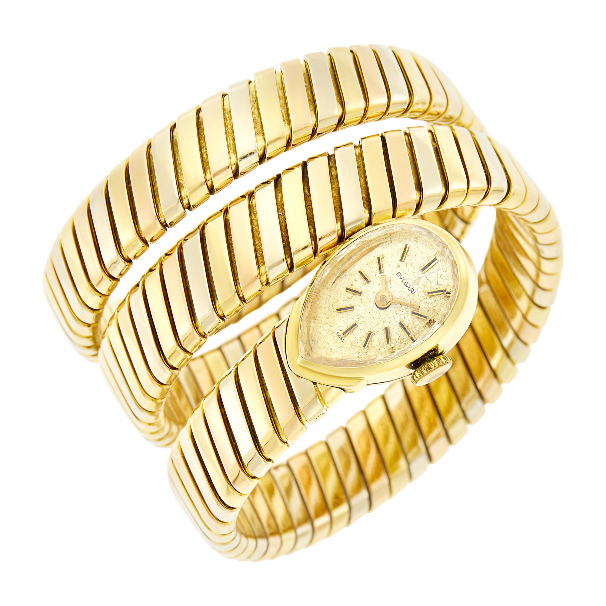Lot image - Bulgari Tricolor Gold Tubogas Coiled Wristwatch